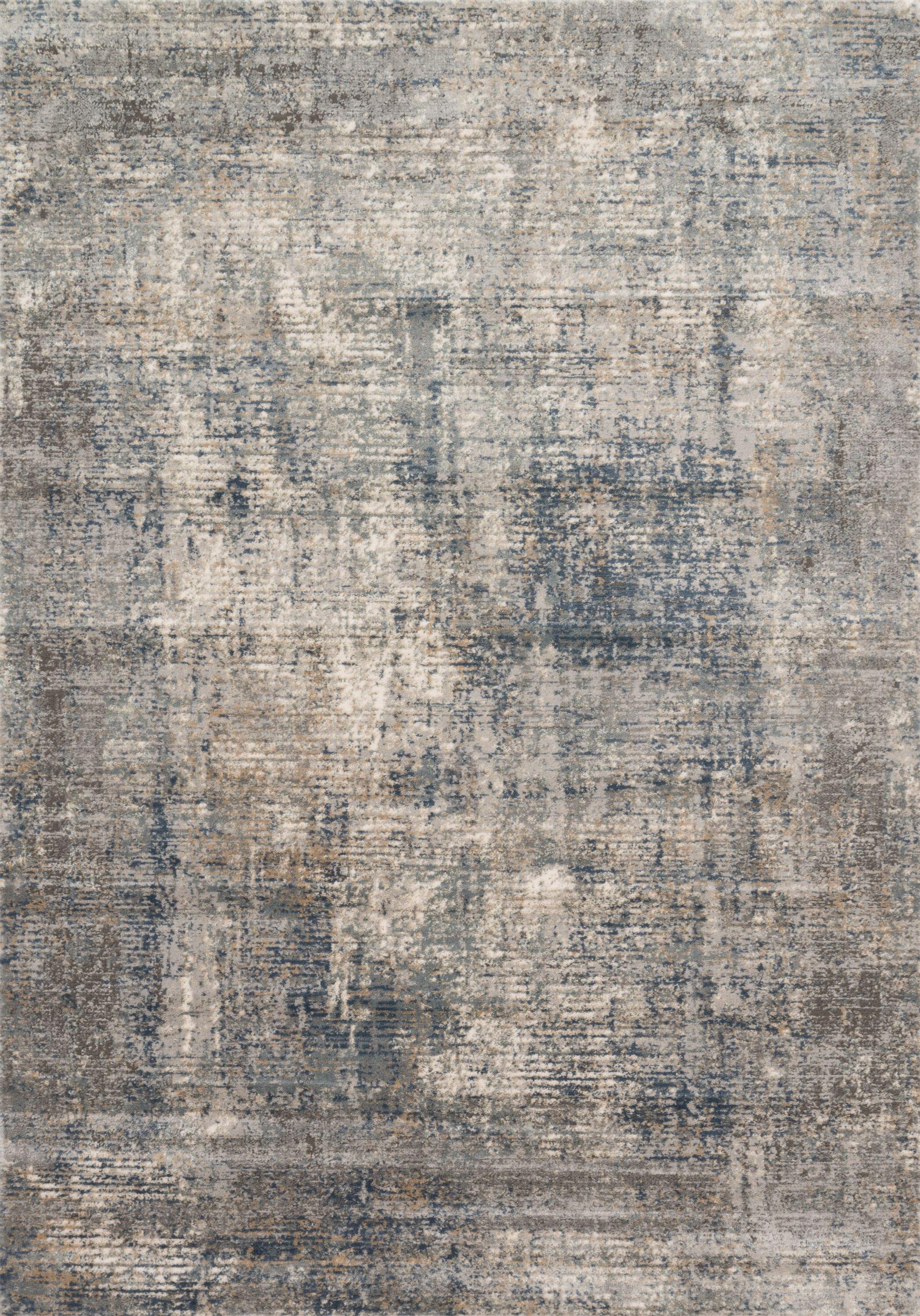 Teagan Blue and Gray Abstract Synthetic Rectangular Rug
