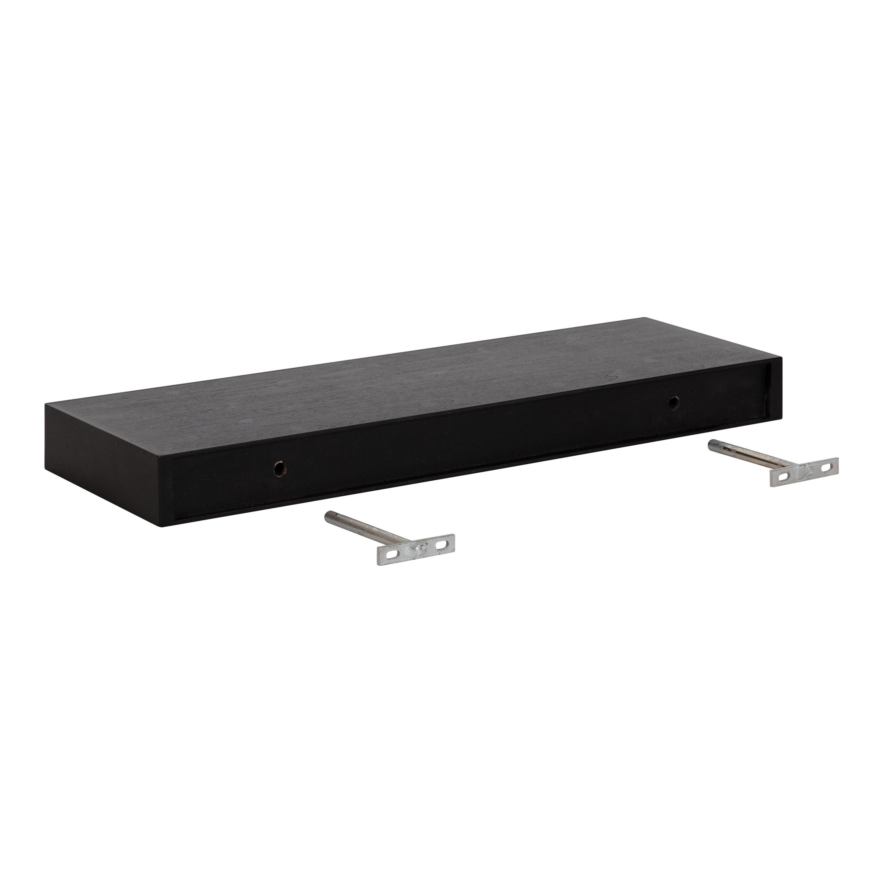 2pc 24" Havlock Wood Shelf Set Black - Kate & Laurel All Things Decor: Solid Wood, Easy Wall Mount