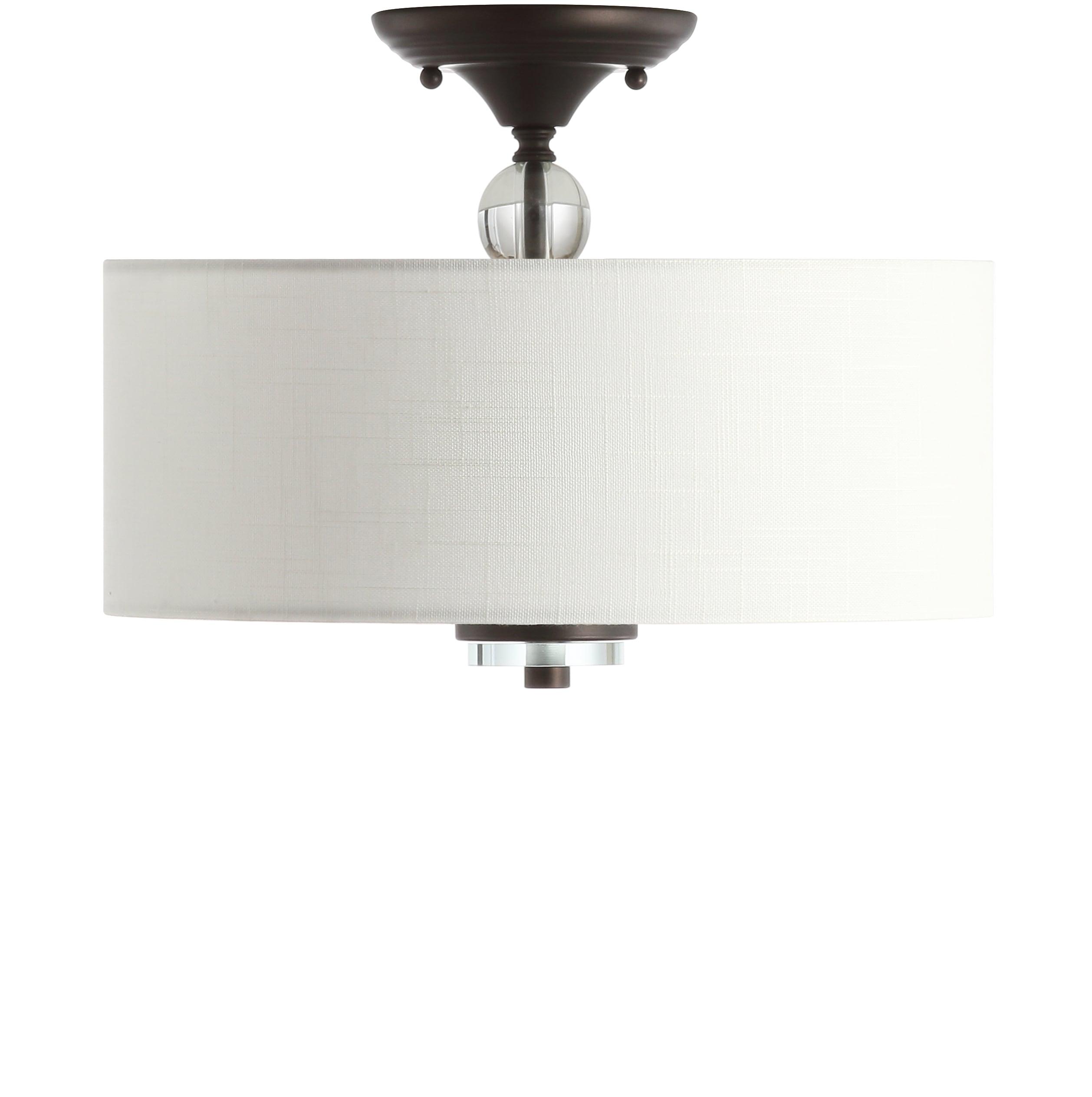 JONATHAN Y JYL9033A Marc 15" Metal/Crystal LED Semi-Flush Mount Contemporary,Traditional,Transitional Dimmable, 2700K Cozy Warm Light, for Kitchen,Hallway,Bathroom,Stairwell, OilRubbedBronze/White