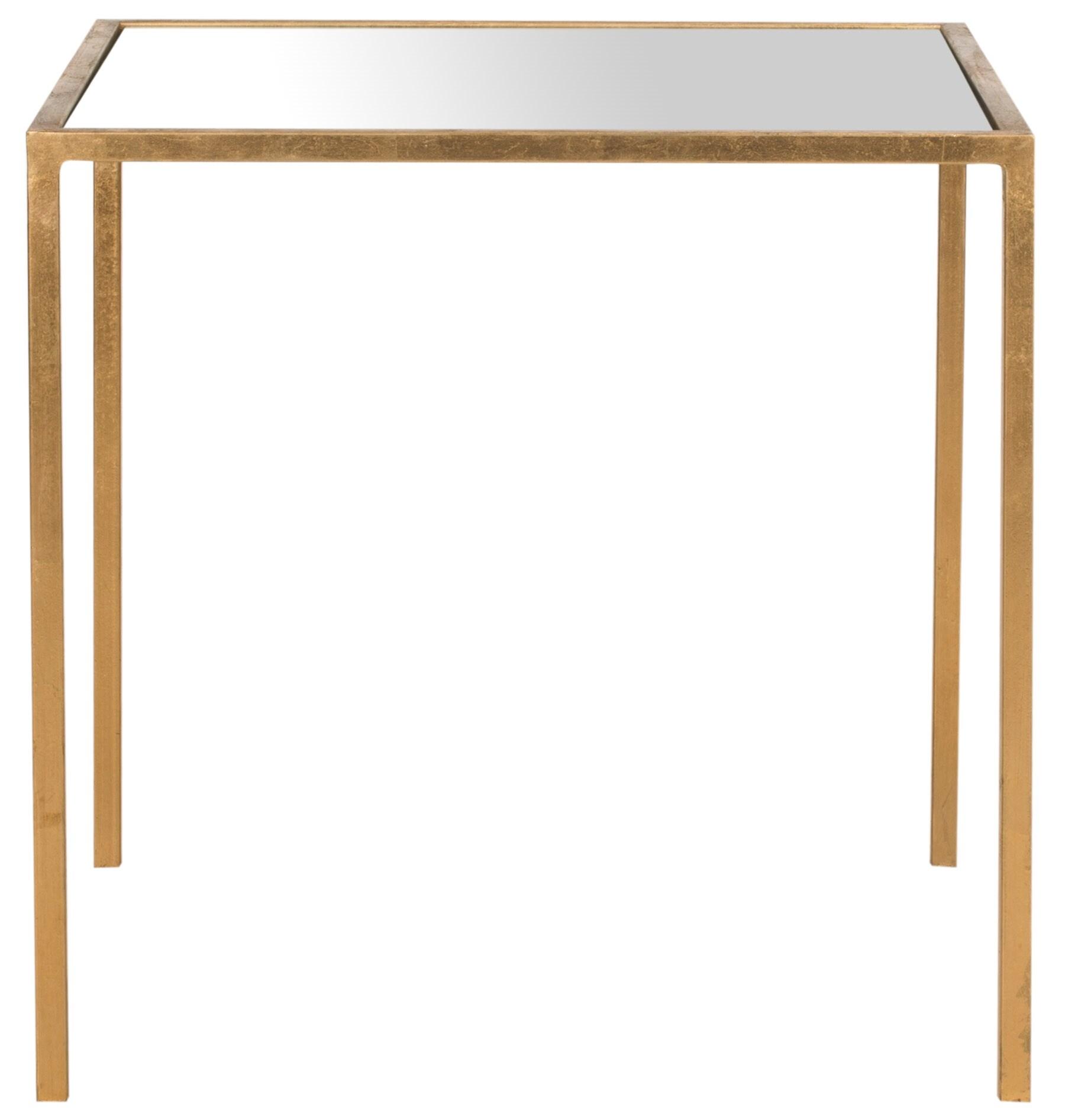 SAFAVIEH Kiley 18 in. H Classic Leaf Mirror Top Accent Table, Gold