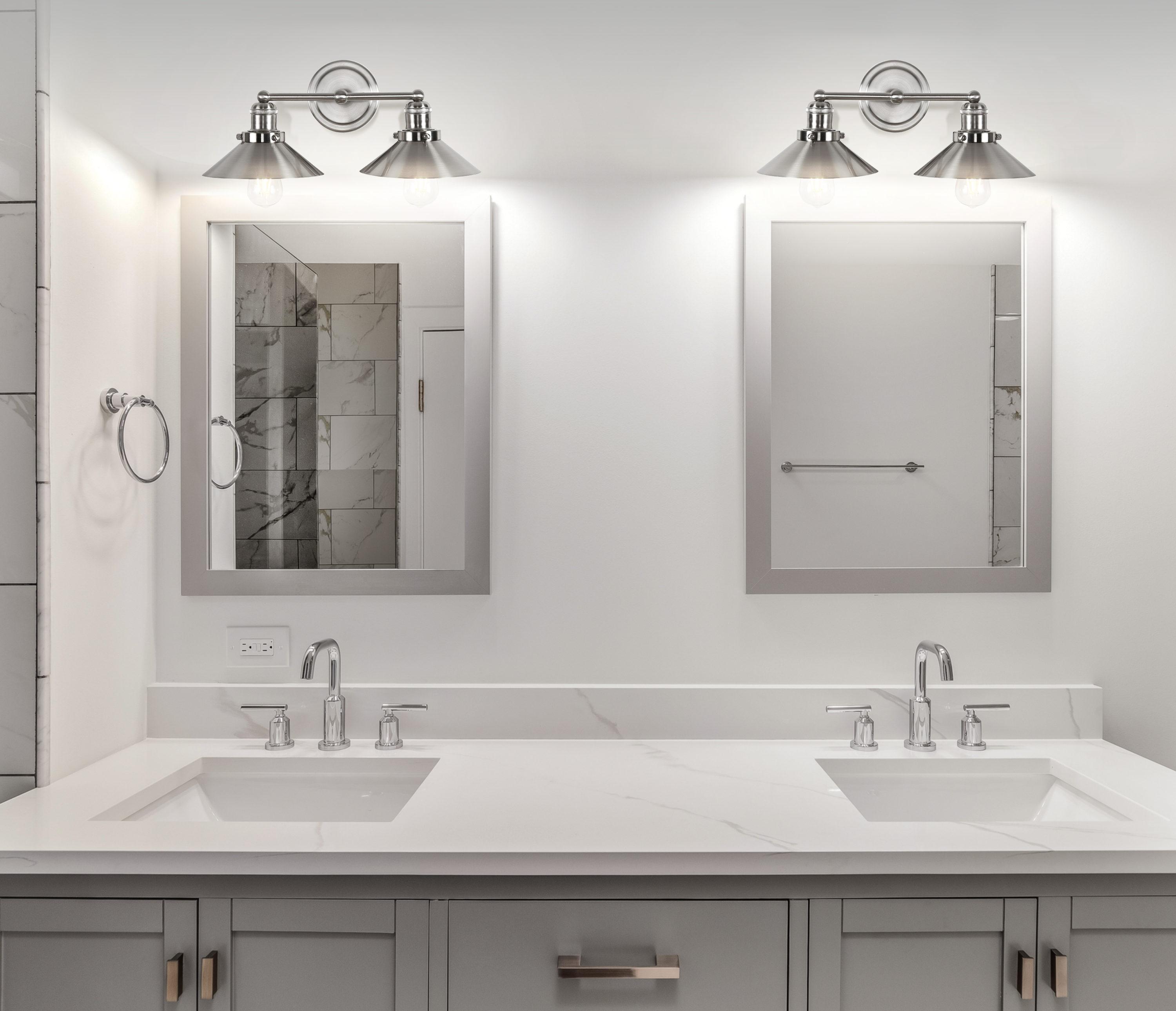 July 17.5 in. 2-Light Nickel Metal Vanity Light