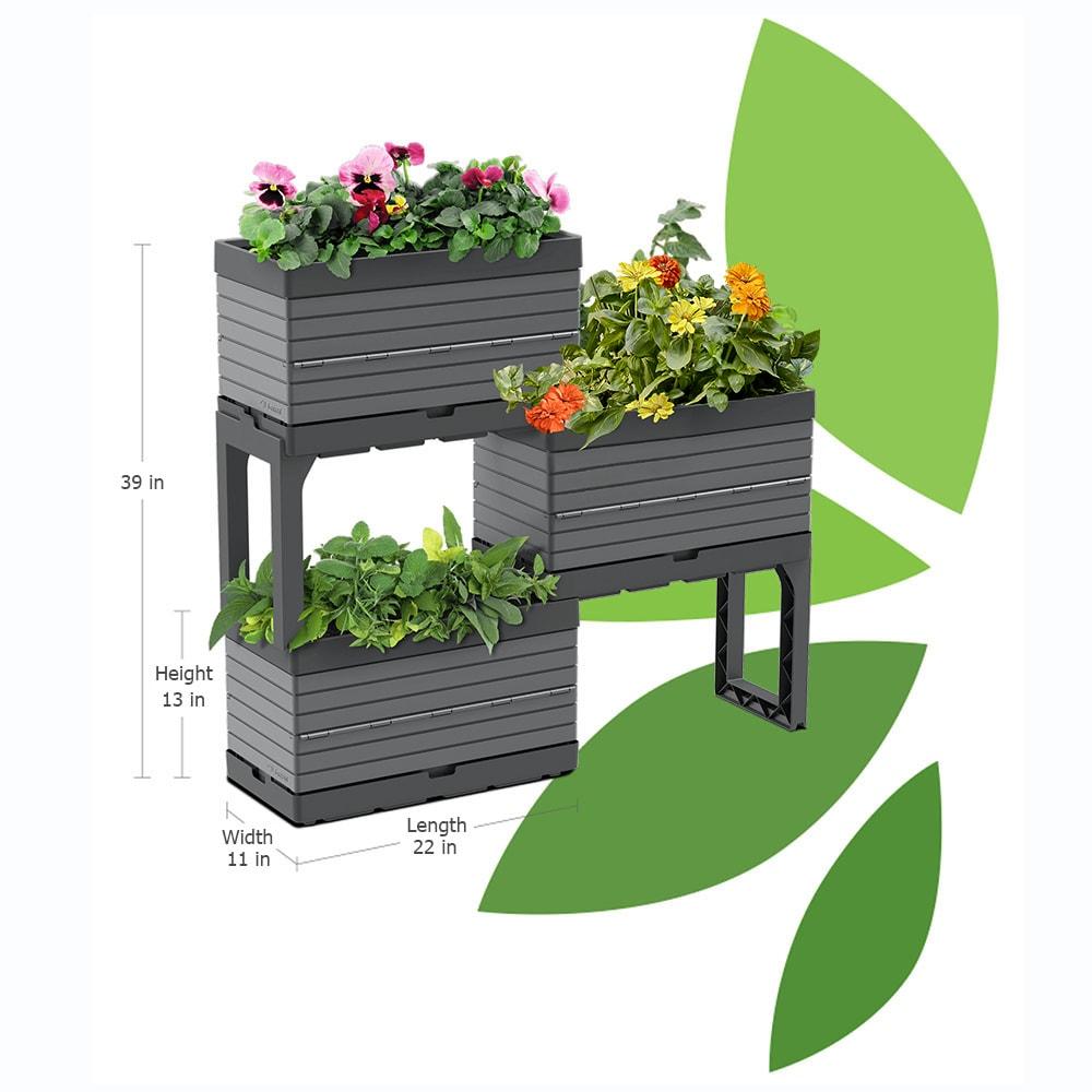 Southern Patio FlexSpace Tiered Modular Grey Raised Garden Bed Planter - Southern Patio