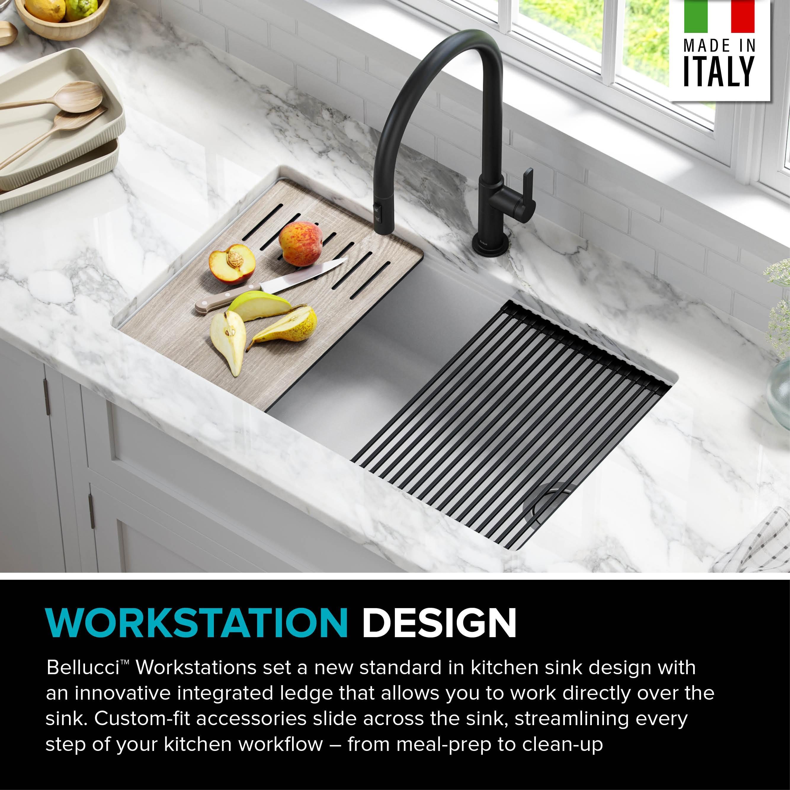 KRAUS 32-in. Bellucci Workstation Composite Kitchen Sink with WasteGuard™ Garbage Disposal