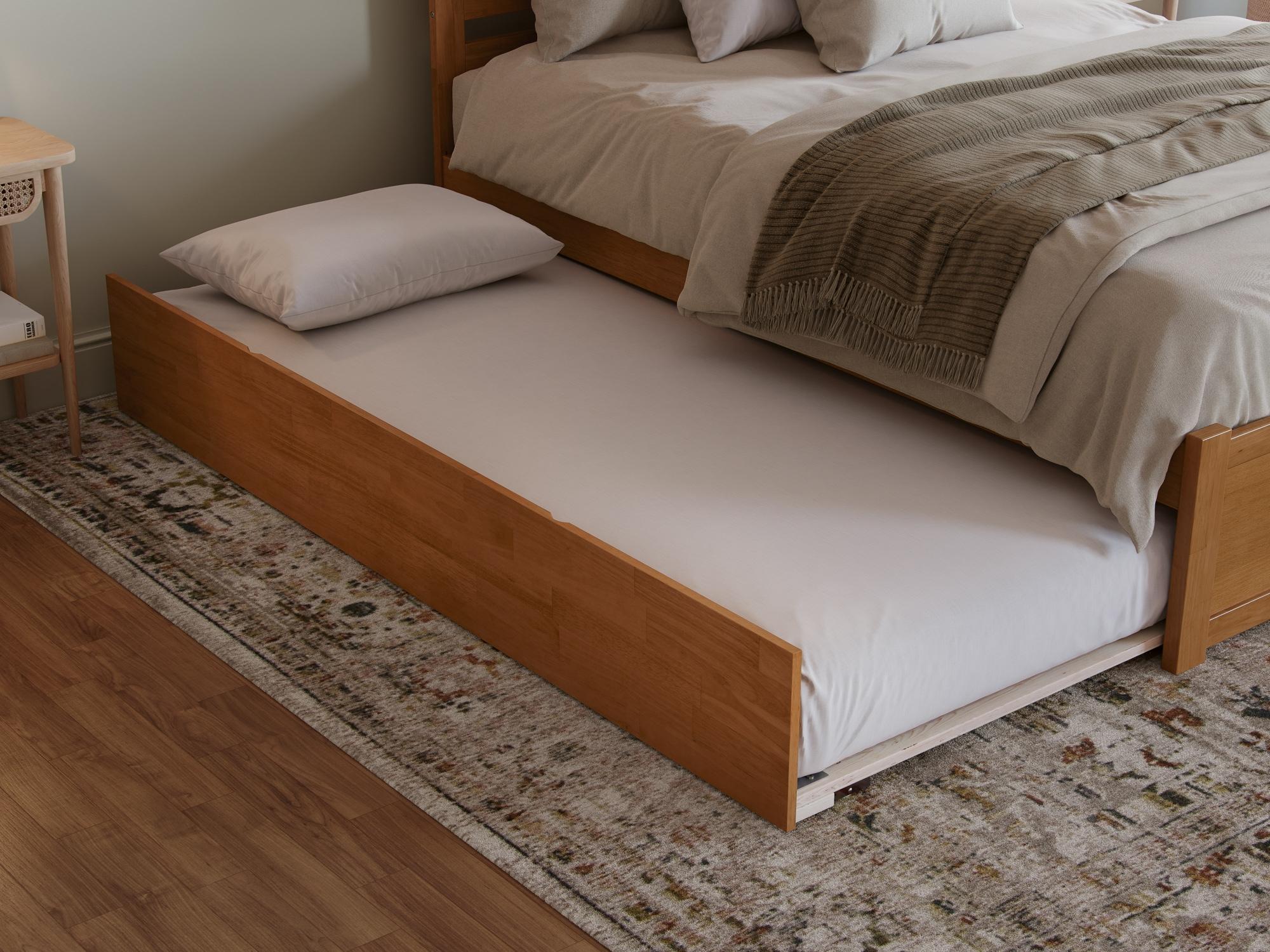 Richmond Solid Wood Platform Bed with Panel Footboard and Trundle