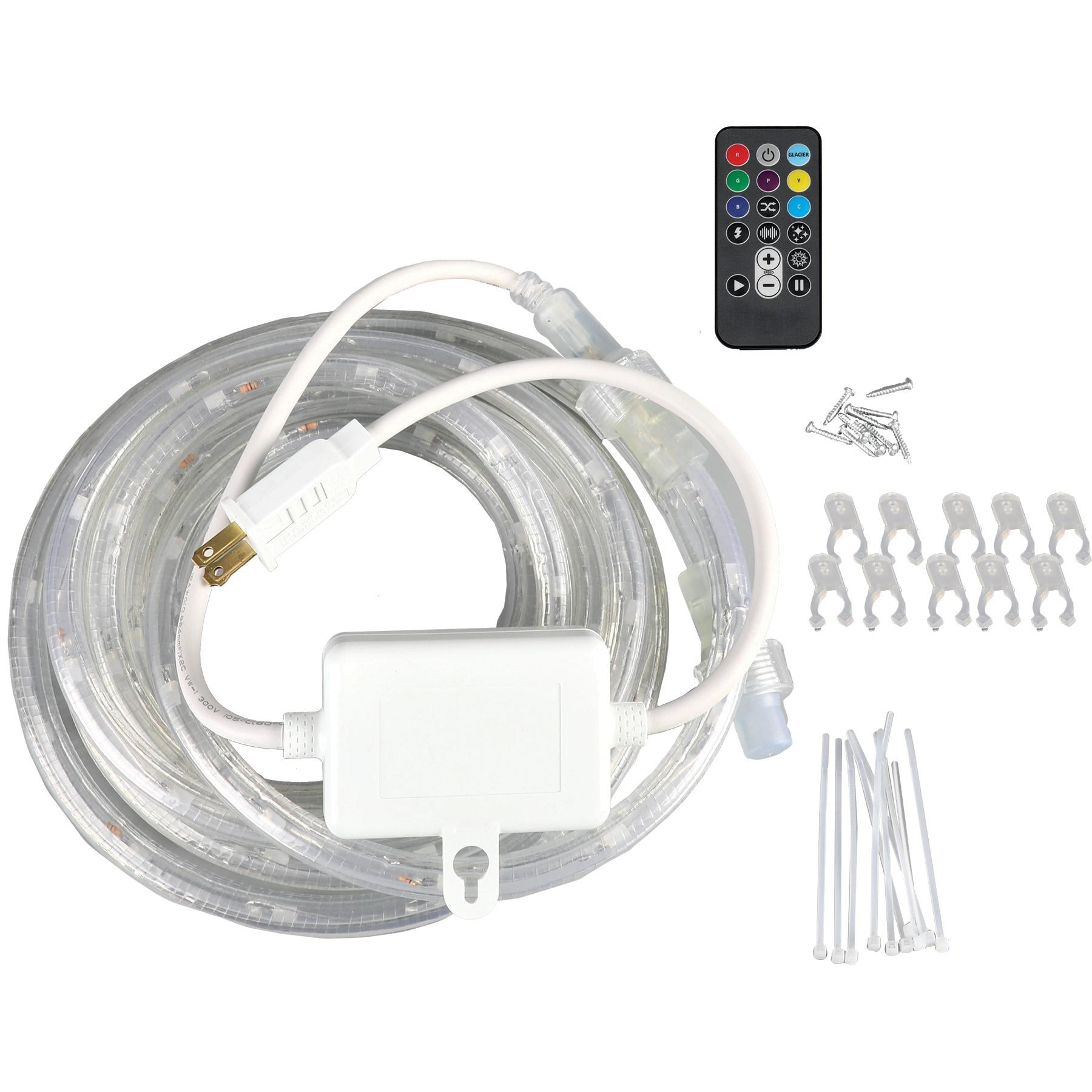 Pinegreen Lighting CL-TRL12RGB 12 ft. Plug-in LED RGB Color Changing Rope Light with Remote Control