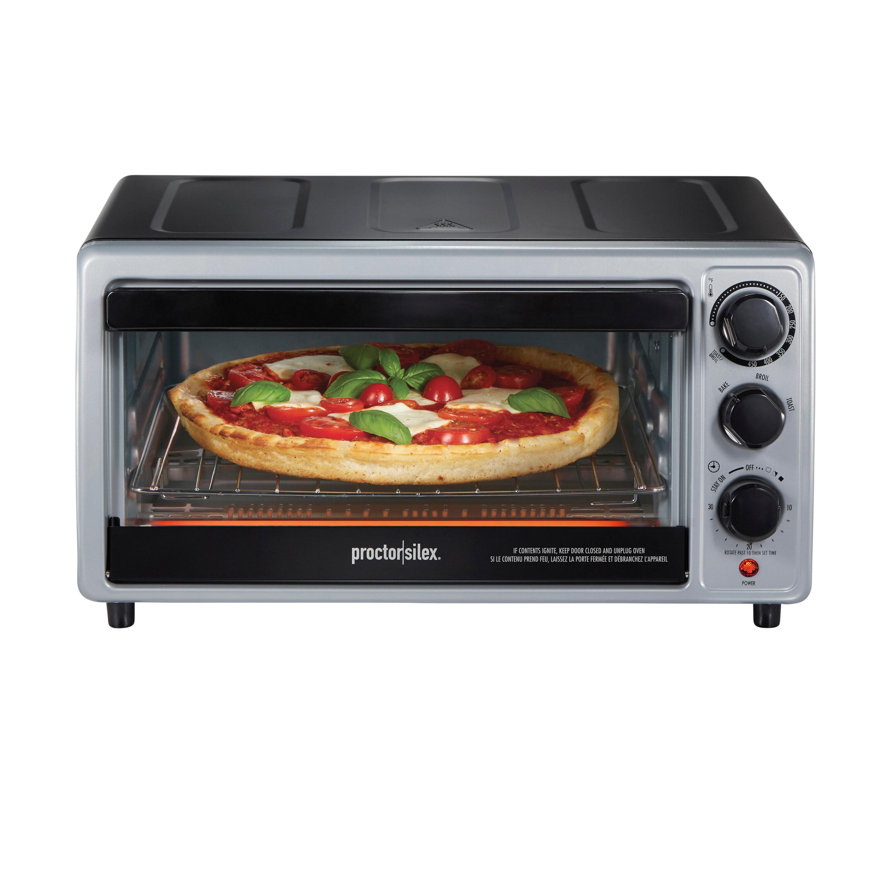Proctor Silex 6sl Toaster Oven 31124: Countertop Small Oven, 1500W, Silver, Includes Broiler & Baking Pan, Freestanding