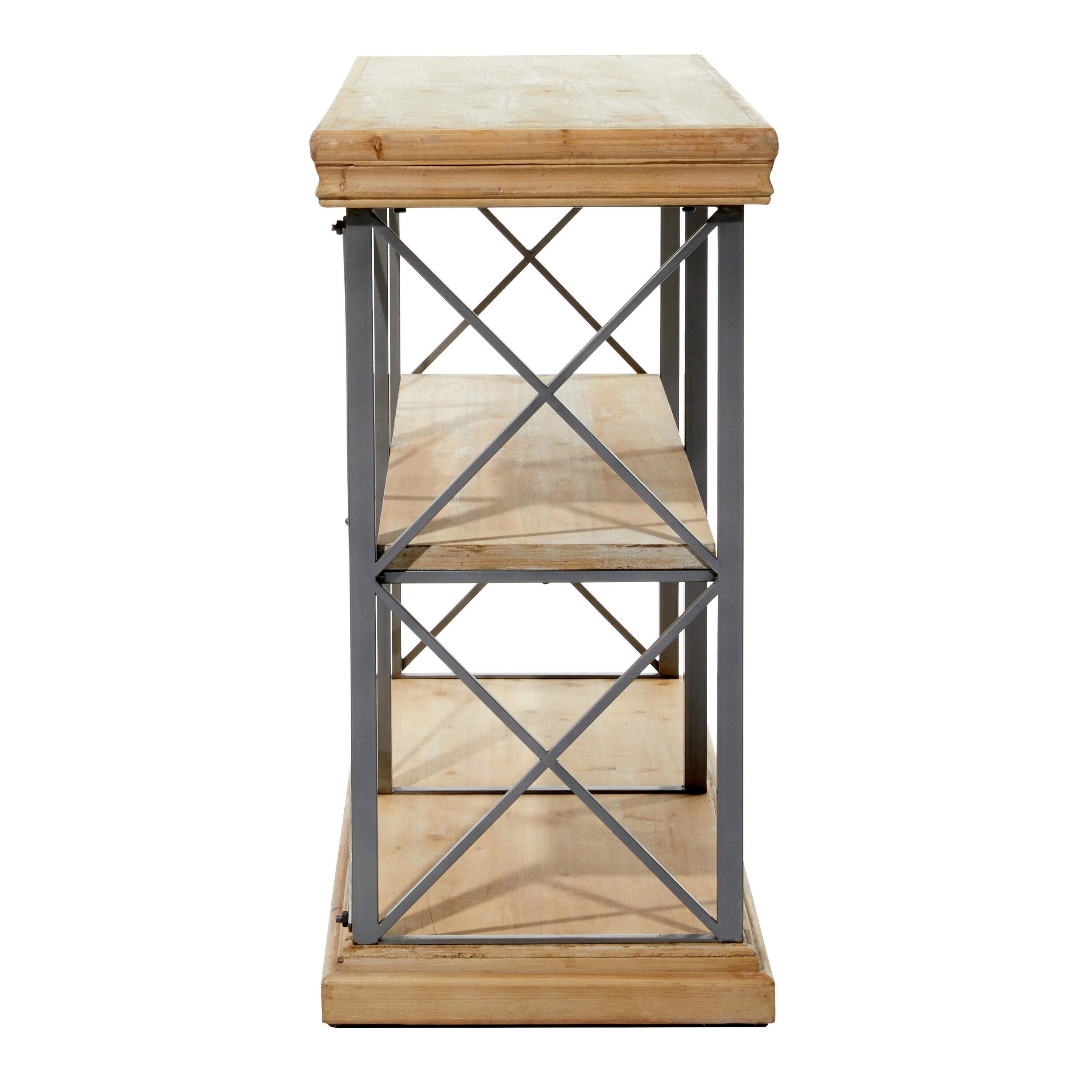 DecMode 48" x 34" Brown Wood 3-Tier Shelving Unit, 1-Piece
