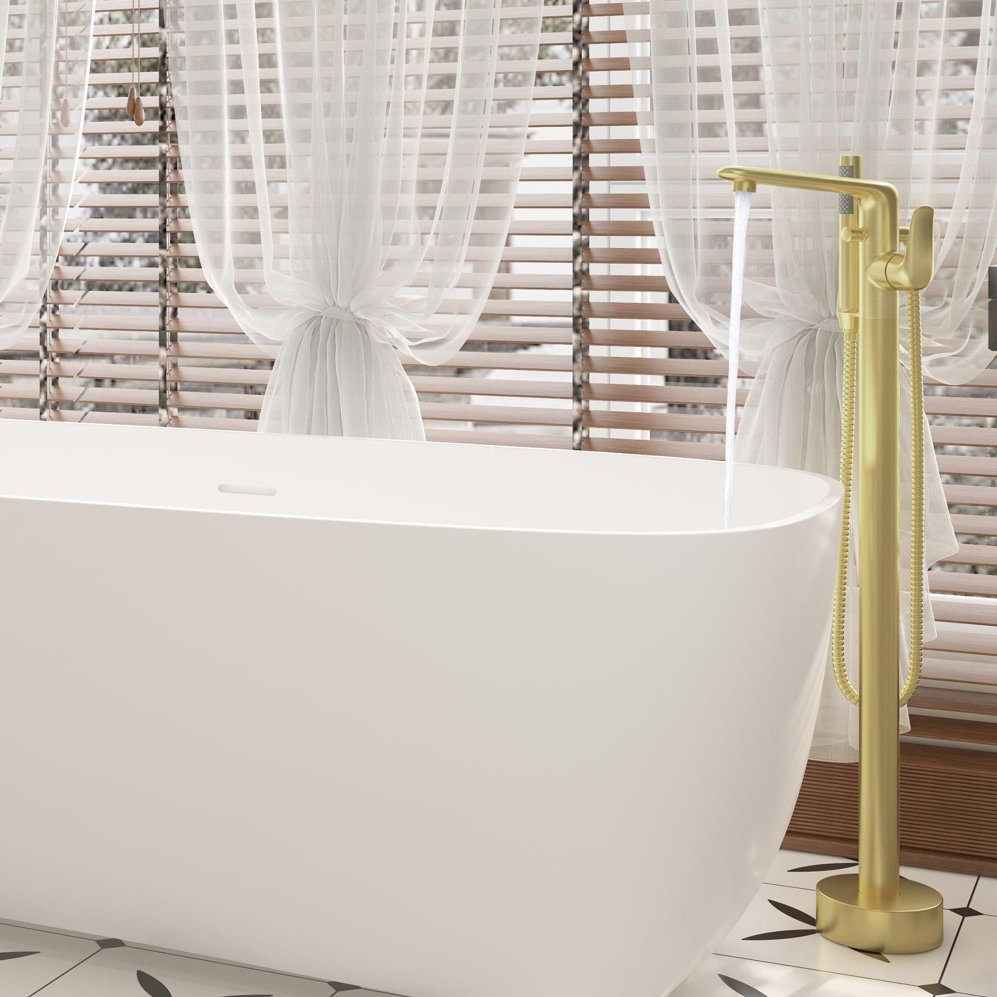 Single Handle Freestanding Bathtub Faucet with Diverter and Handshower