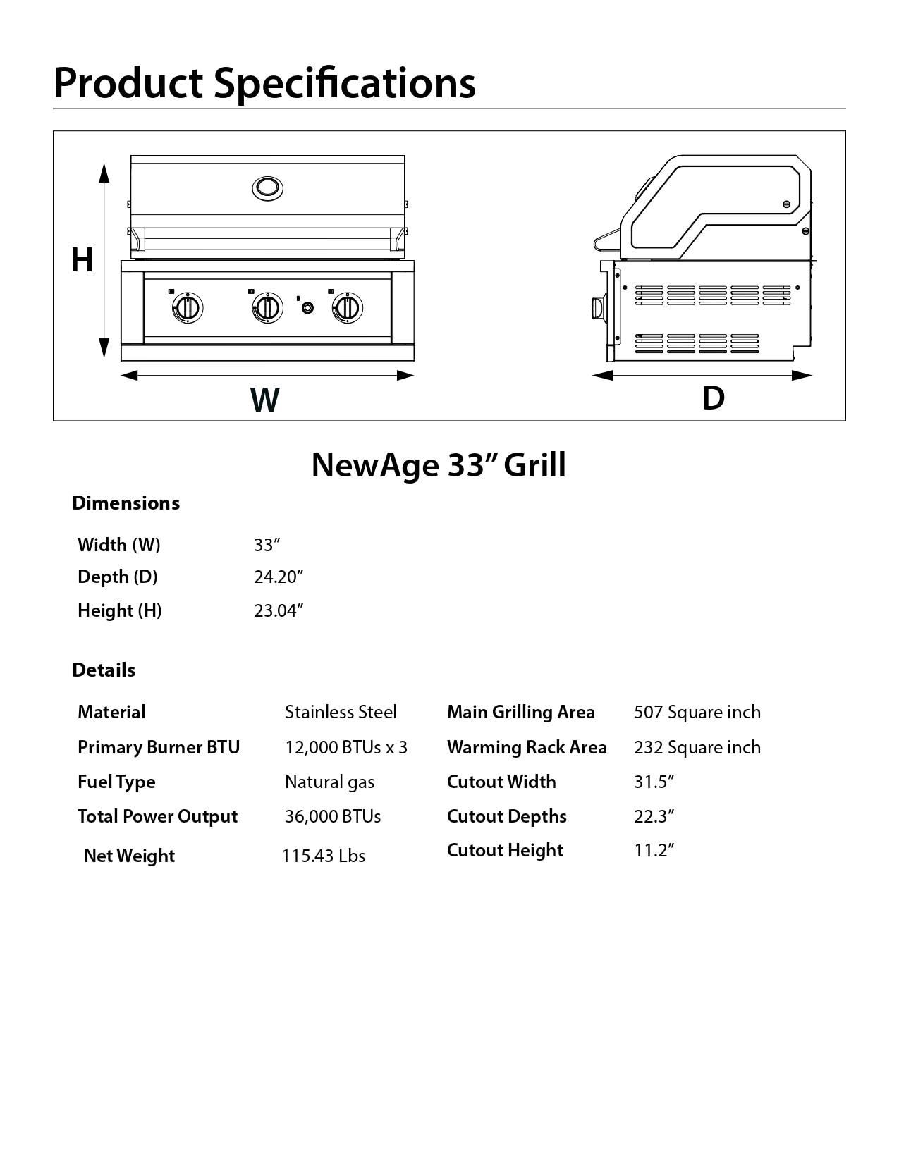 Outdoor Kitchen Performance Grill in Stainless Steel