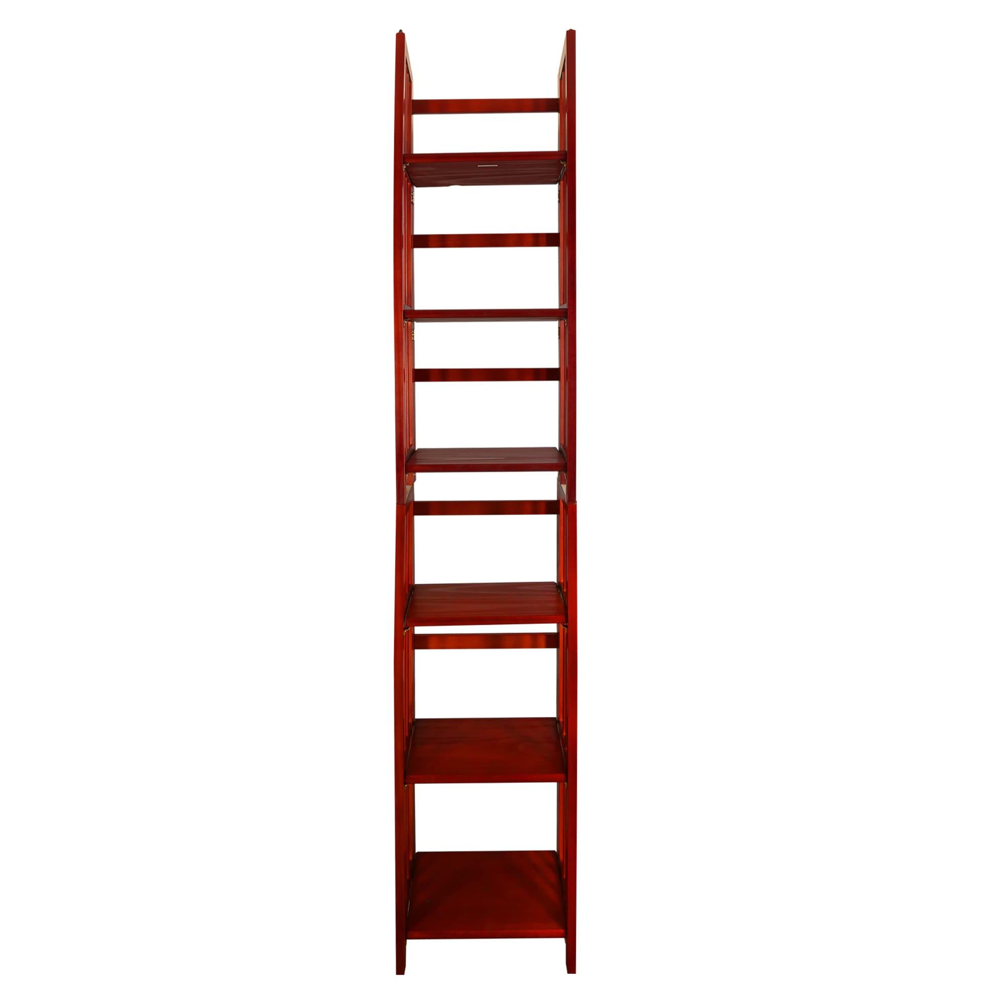 Casual Home 3 Shelf 14 Inch Folding Office Furniture Wood Bookcase, Mahogany