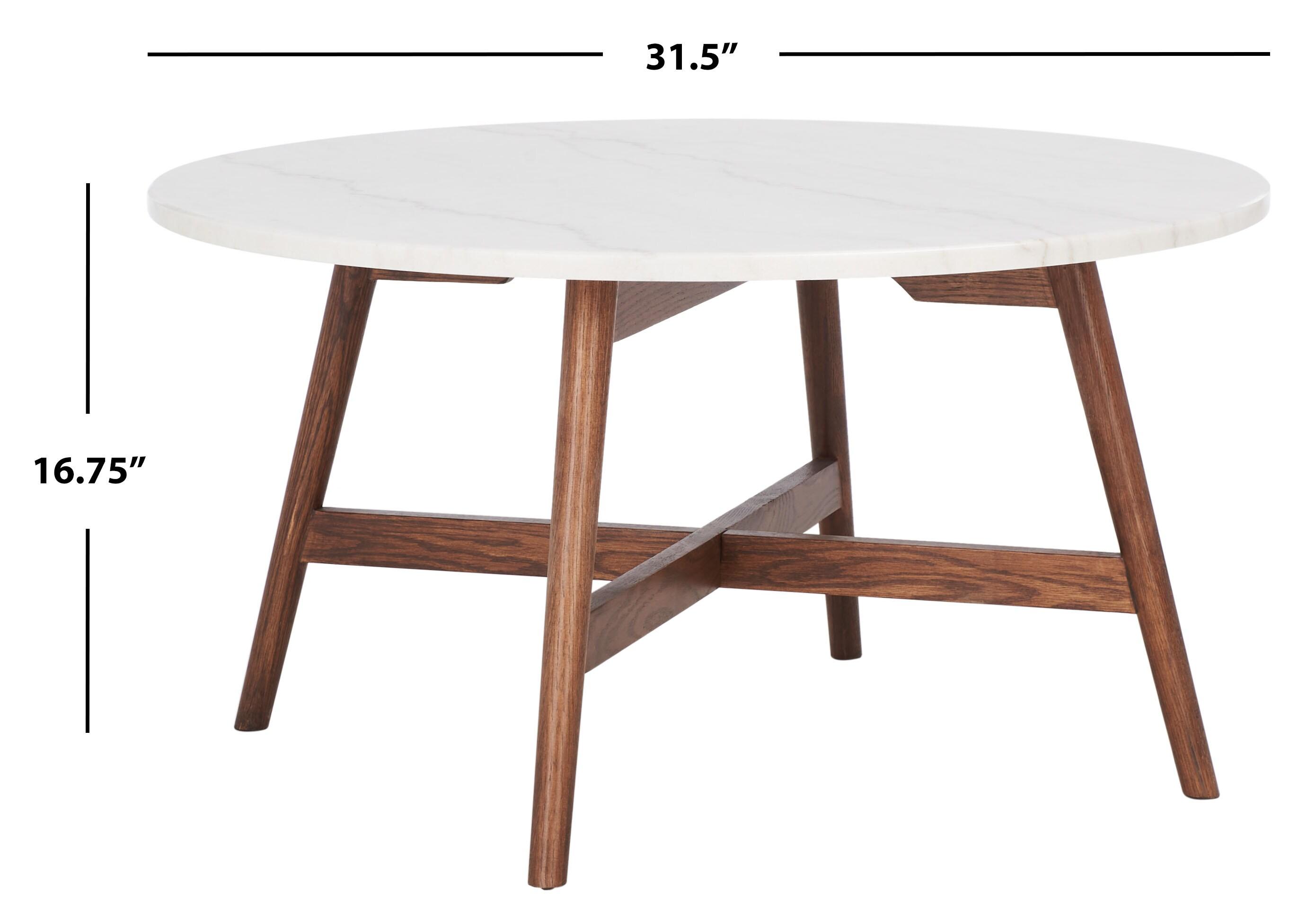SAFAVIEH Maja Round Marble Coffee Table, Marble/Walnut