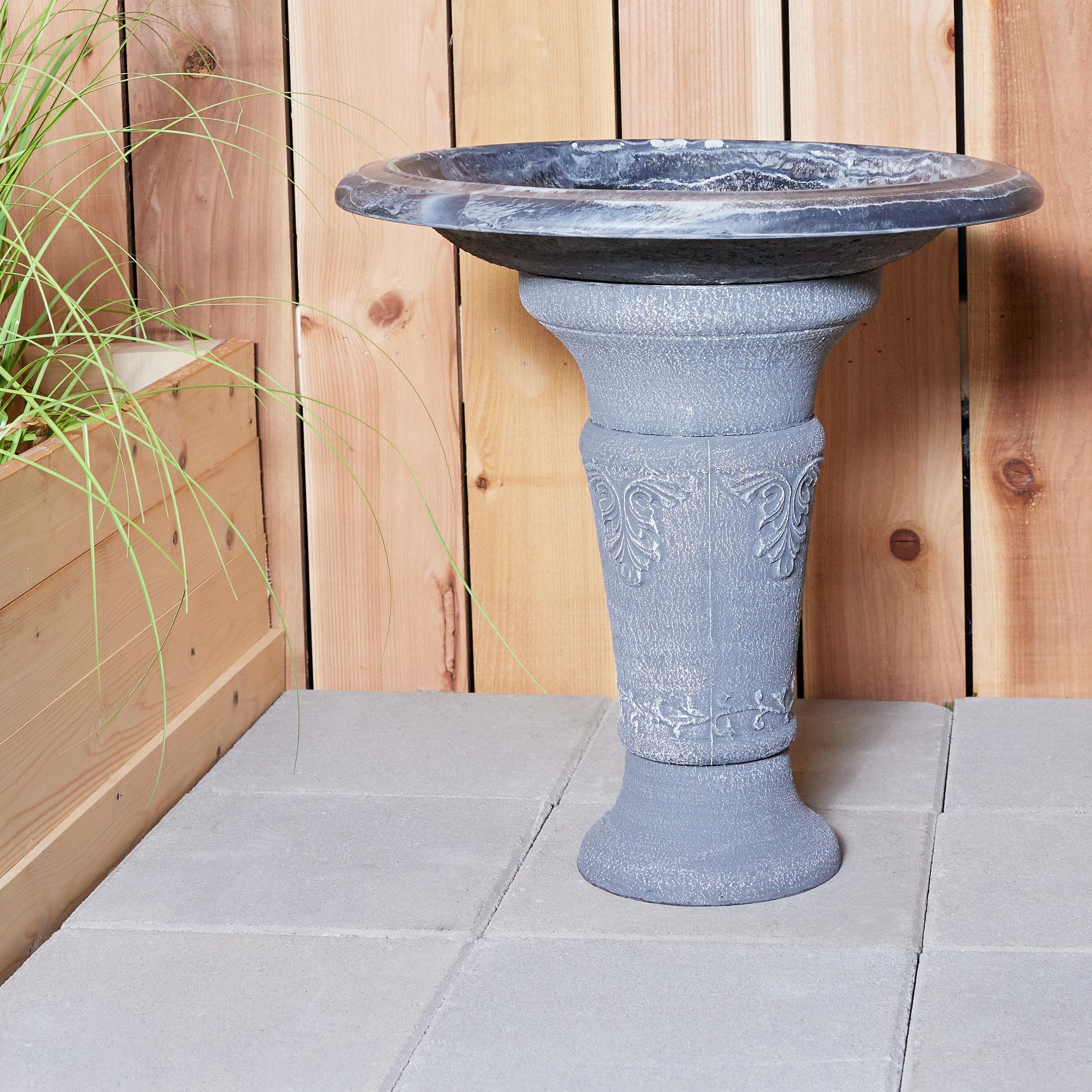 Florentine Marbleized Bird Bath - blue