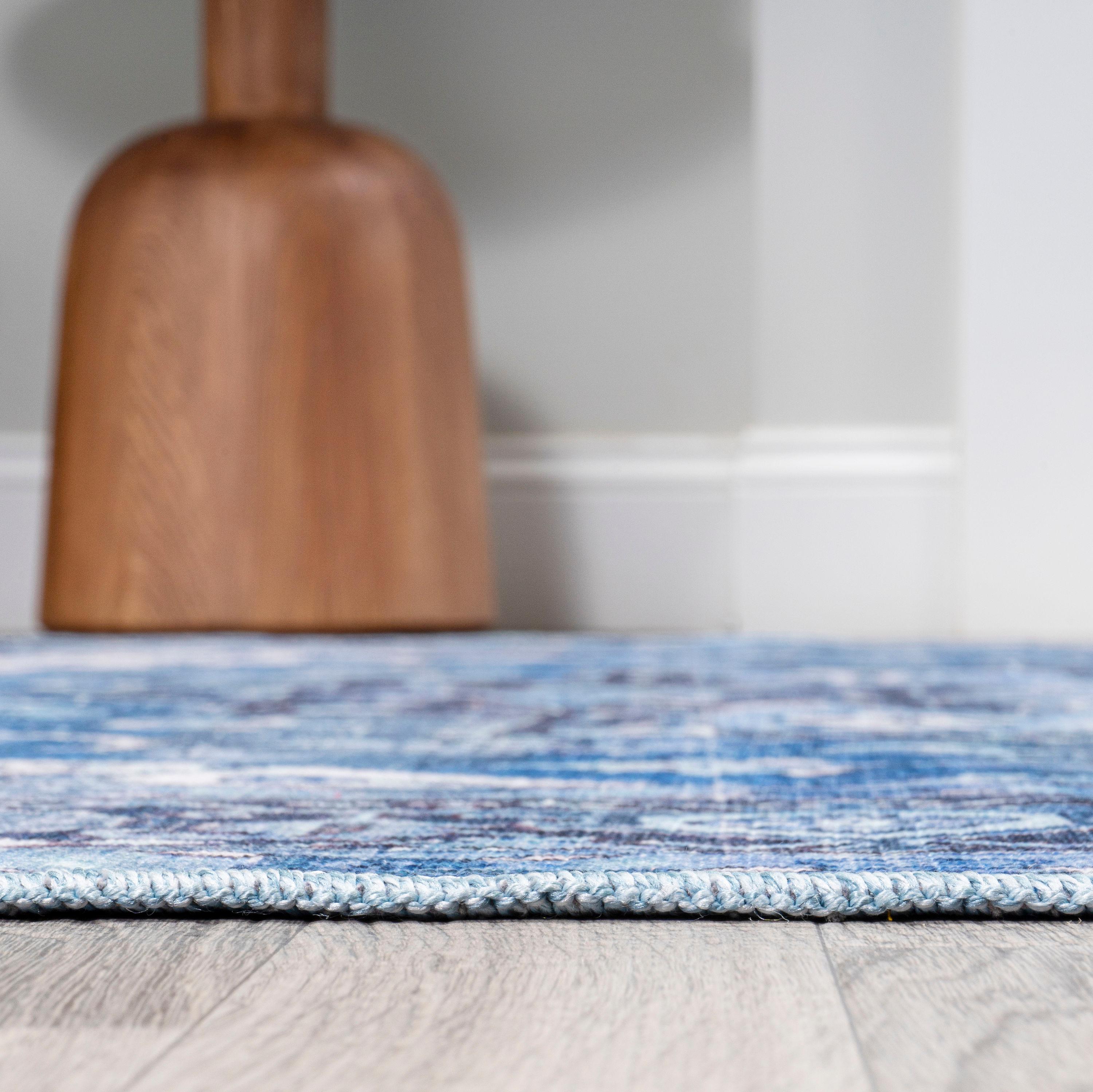 2' x 8' Maris Ornate Medallion Machine Washable Indoor/Outdoor Runner Rug, Blue/Navy - JONATHAN Y