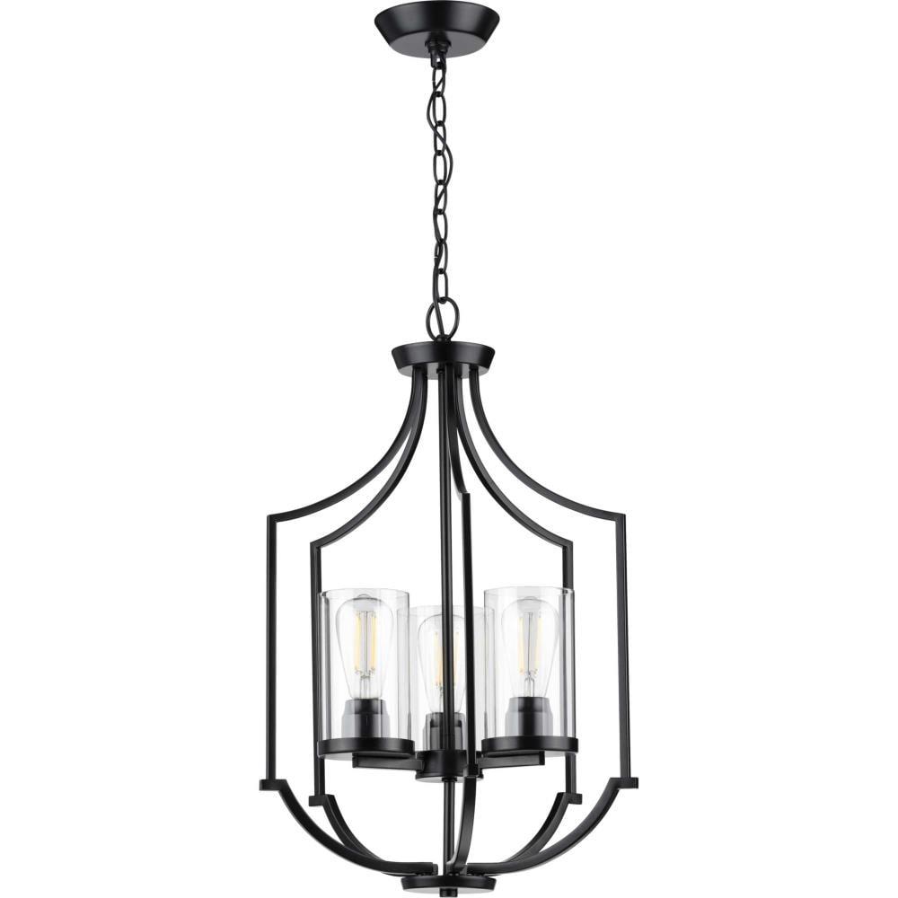 Progress Lighting, Lassiter Collection, 3-Light Foyer, Brushed Nickel, Clear Glass Shades