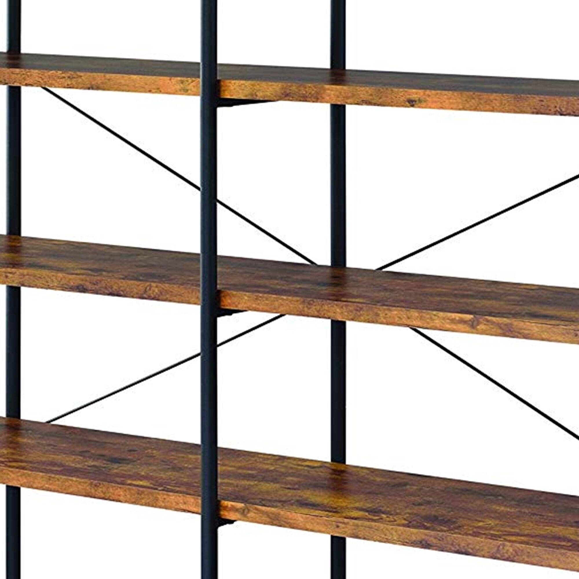 63" Analiese Double Bookcase with 4 Fixed Shelves, Industrial Design - Coaster