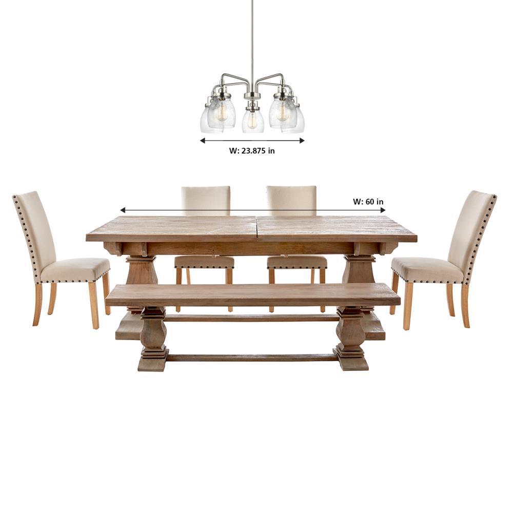 Brushed Nickel 5-Light Chandelier with Clear Seeded Glass Shades
