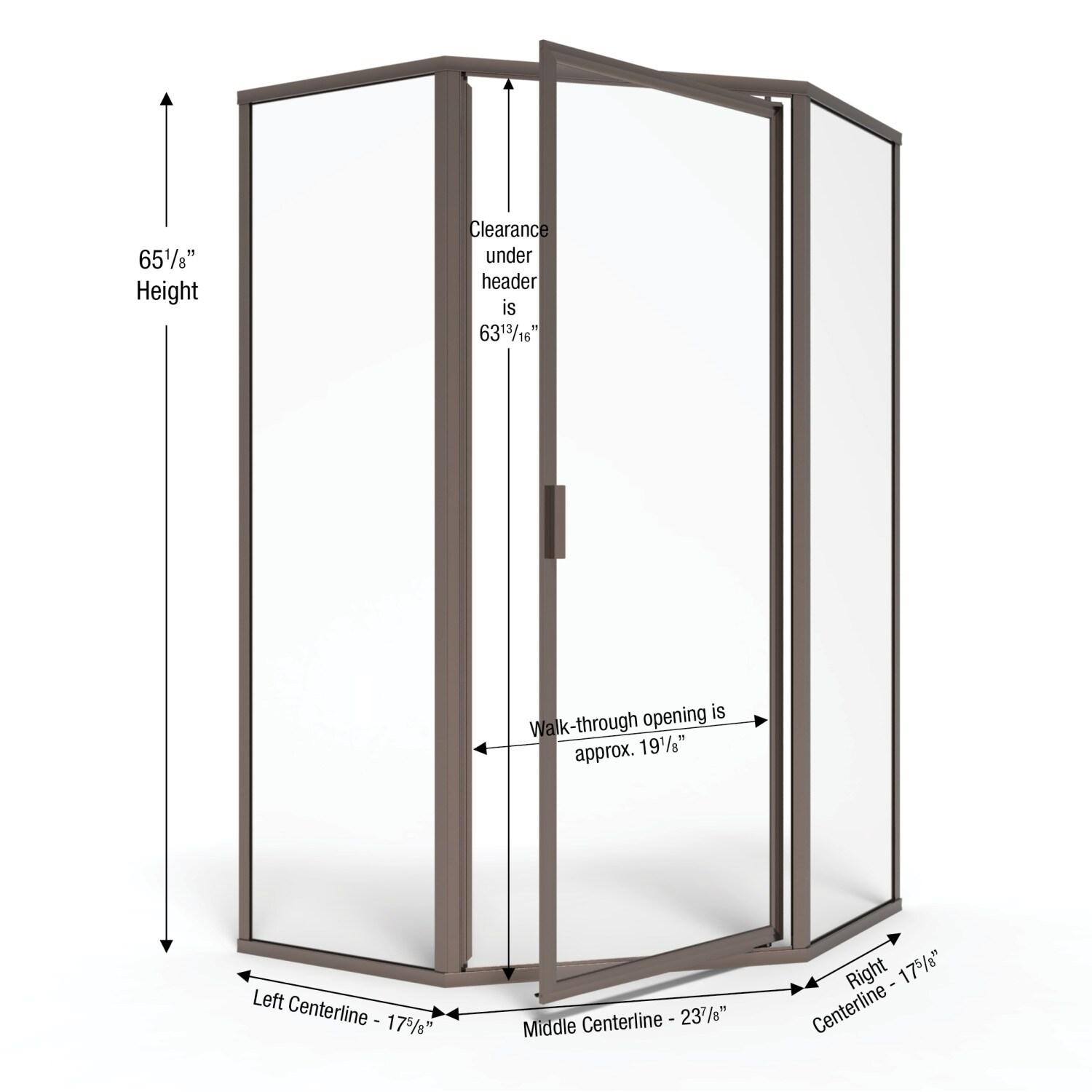 Deluxe 57.625'' W 68.625'' H Framed Neo-angle Reversible Shower Enclosure