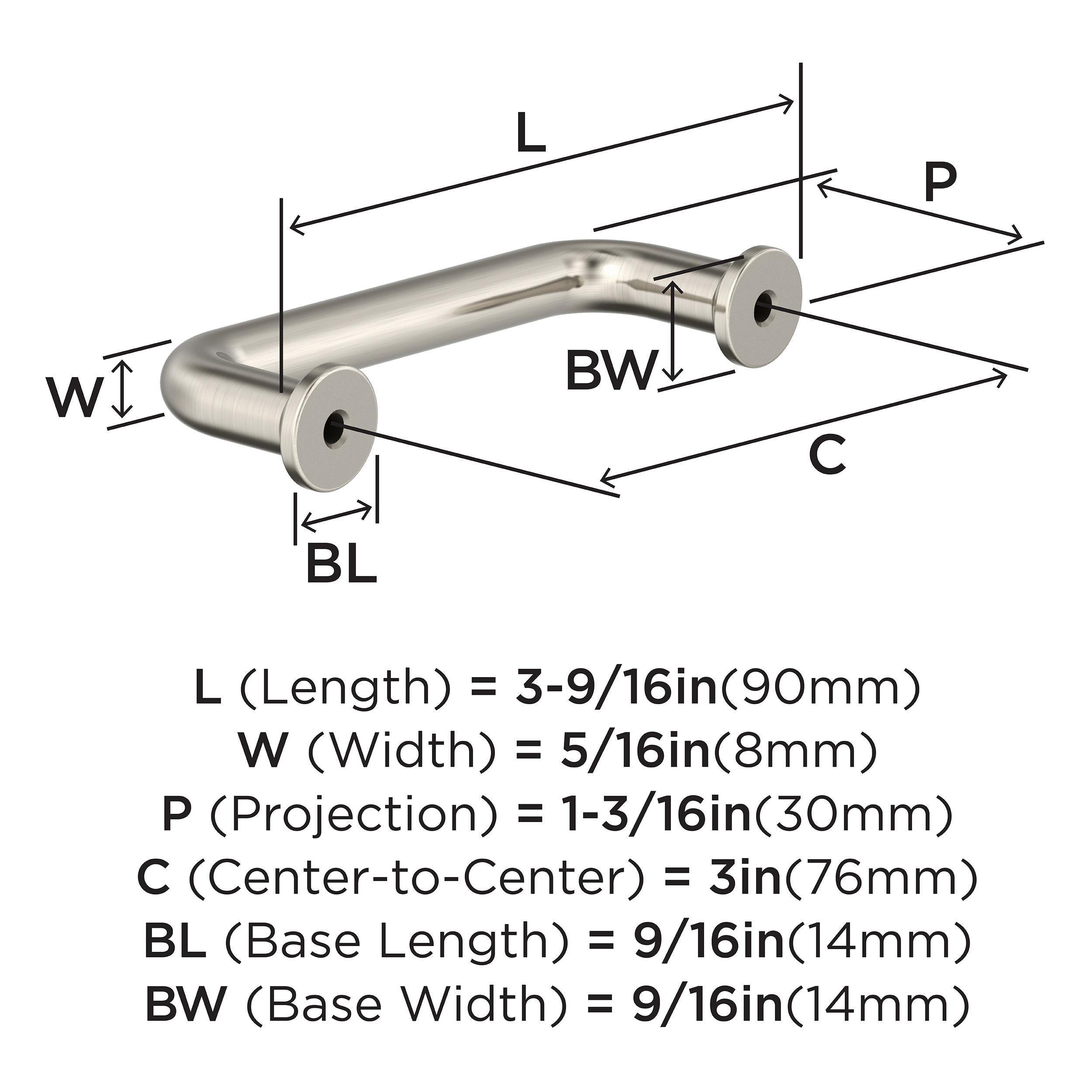 Amerock Factor 3 inch (76mm) Center-to-Center Satin Nickel Cabinet Pull