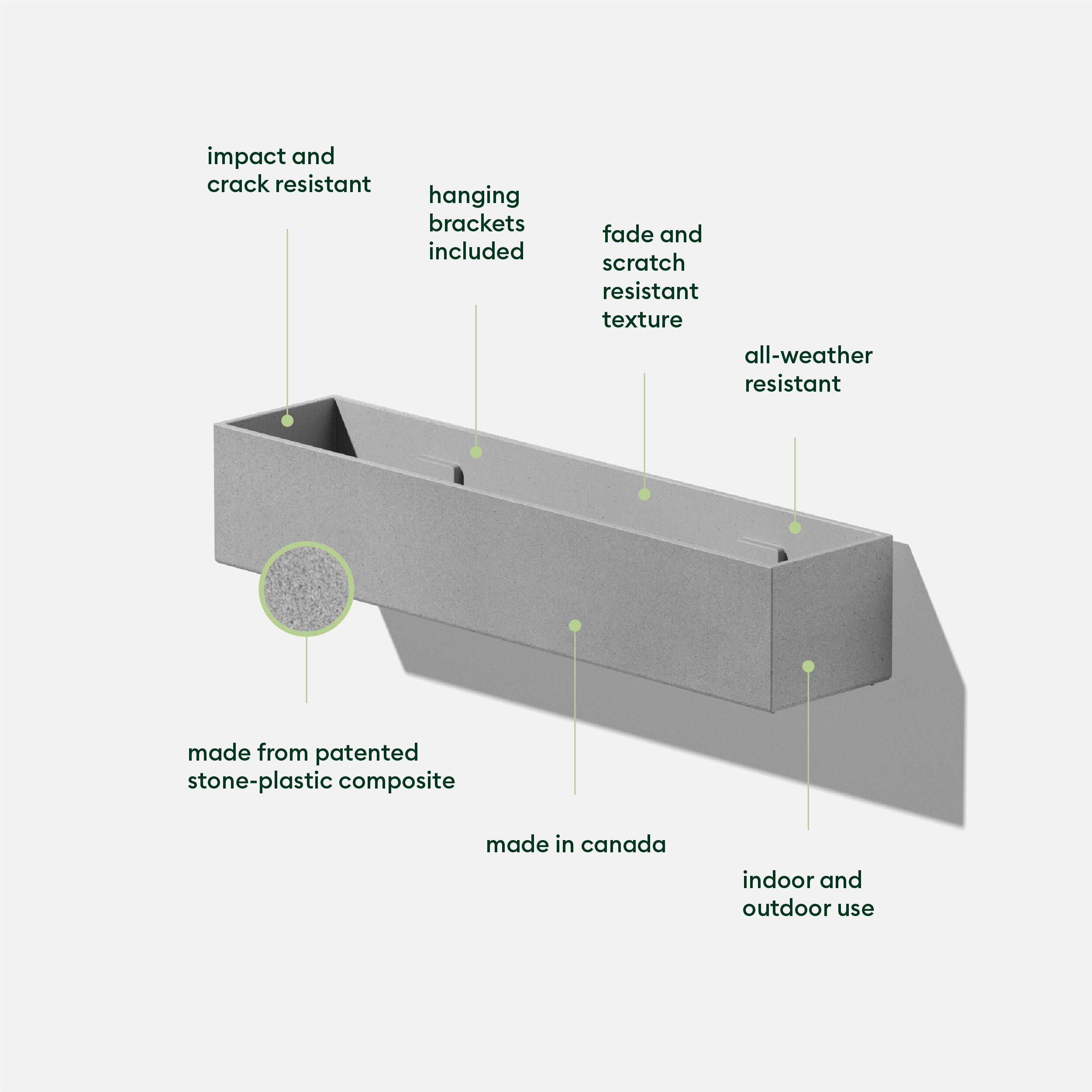 Veadek Geo Series Short Hanging 16" Planter - Gray