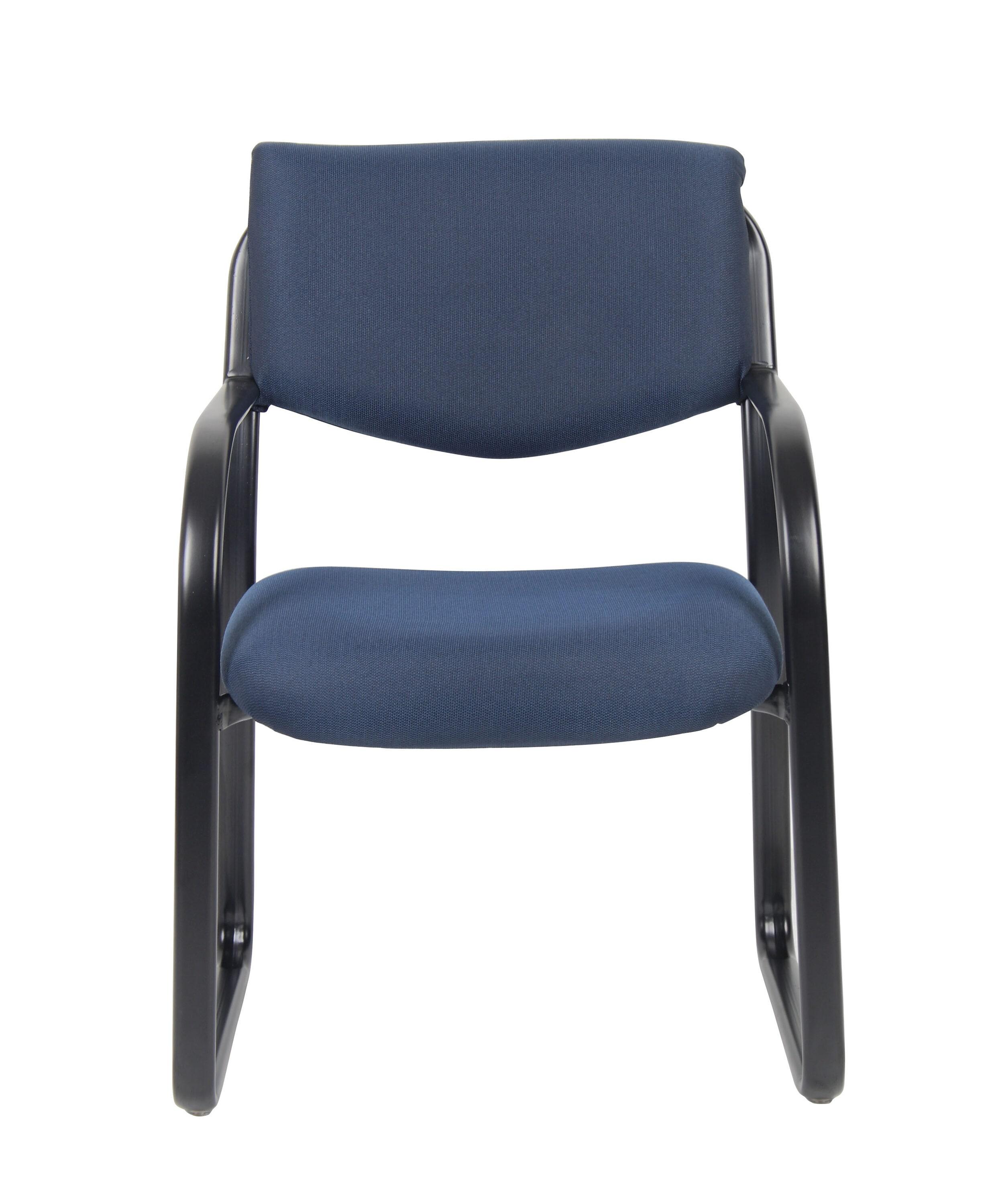 Sled Base Guest Chair Blue - Boss: Sturdy Metal Frame, Padded Back & Seat, Fixed Height