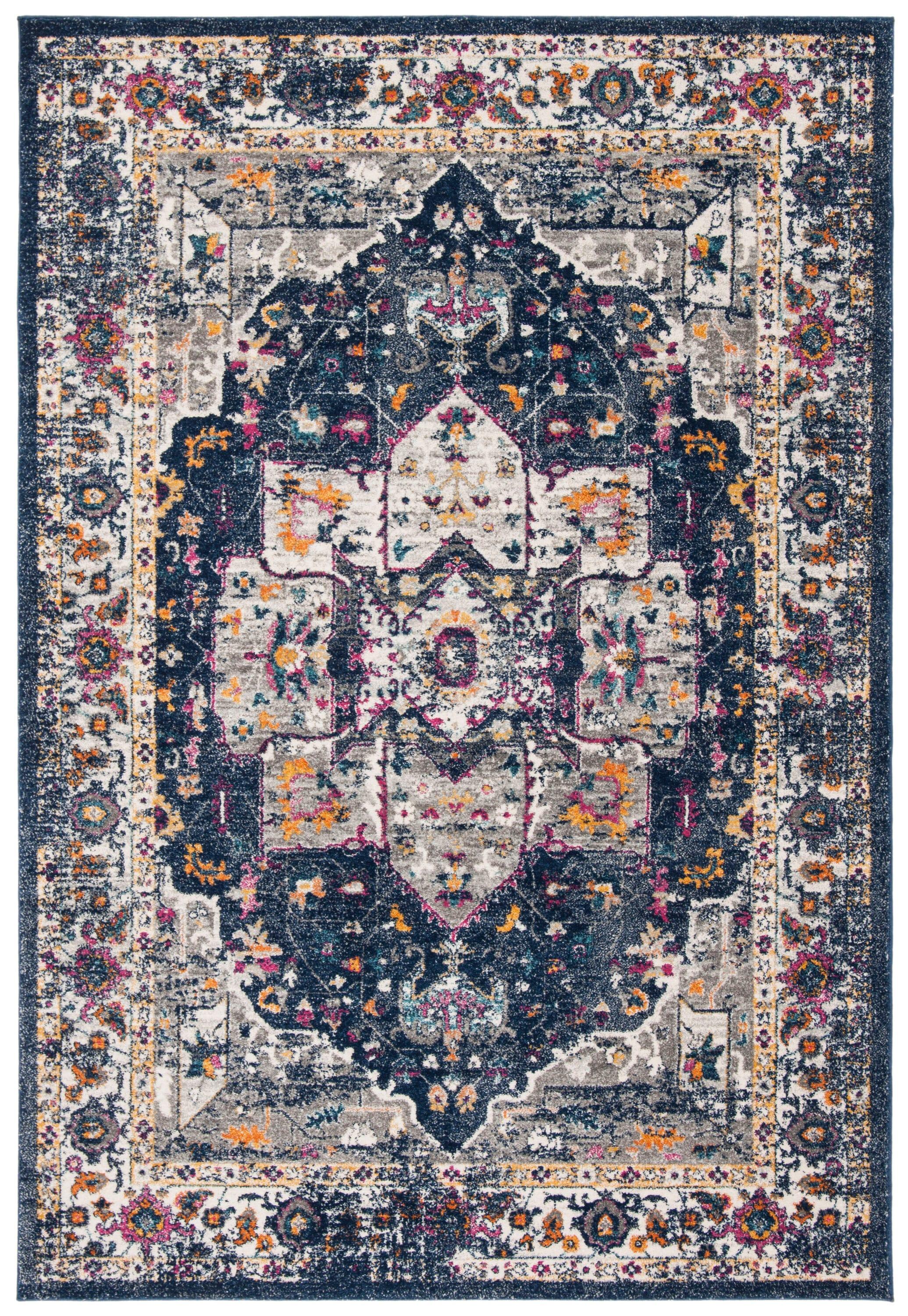 Evoke EVK275 Power Loomed Area Rug - Navy/Grey - 3'x5' - Safavieh.