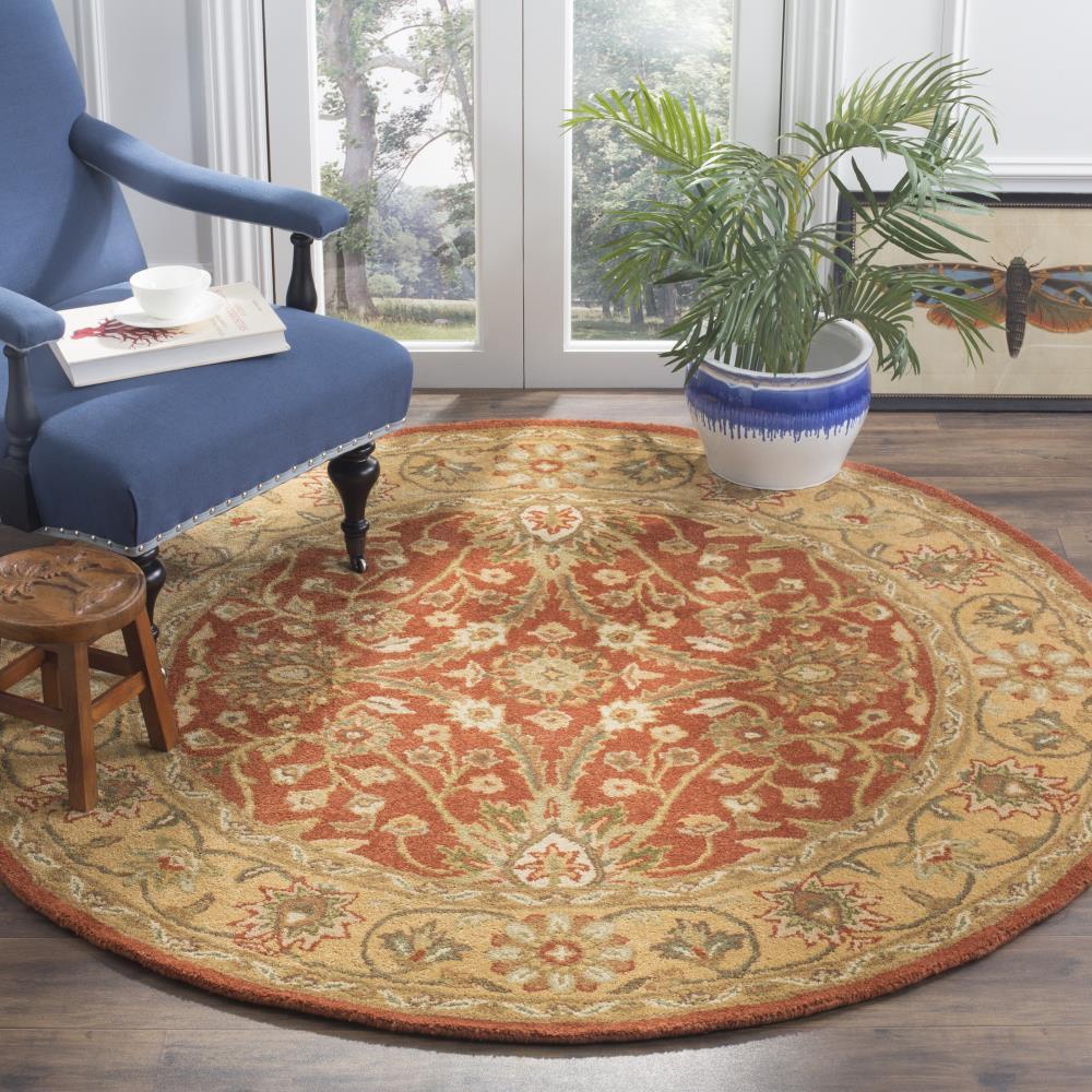 Antiquity AT249 Hand Tufted Area Rug - Rust/Gold - 6' Round - Safavieh.