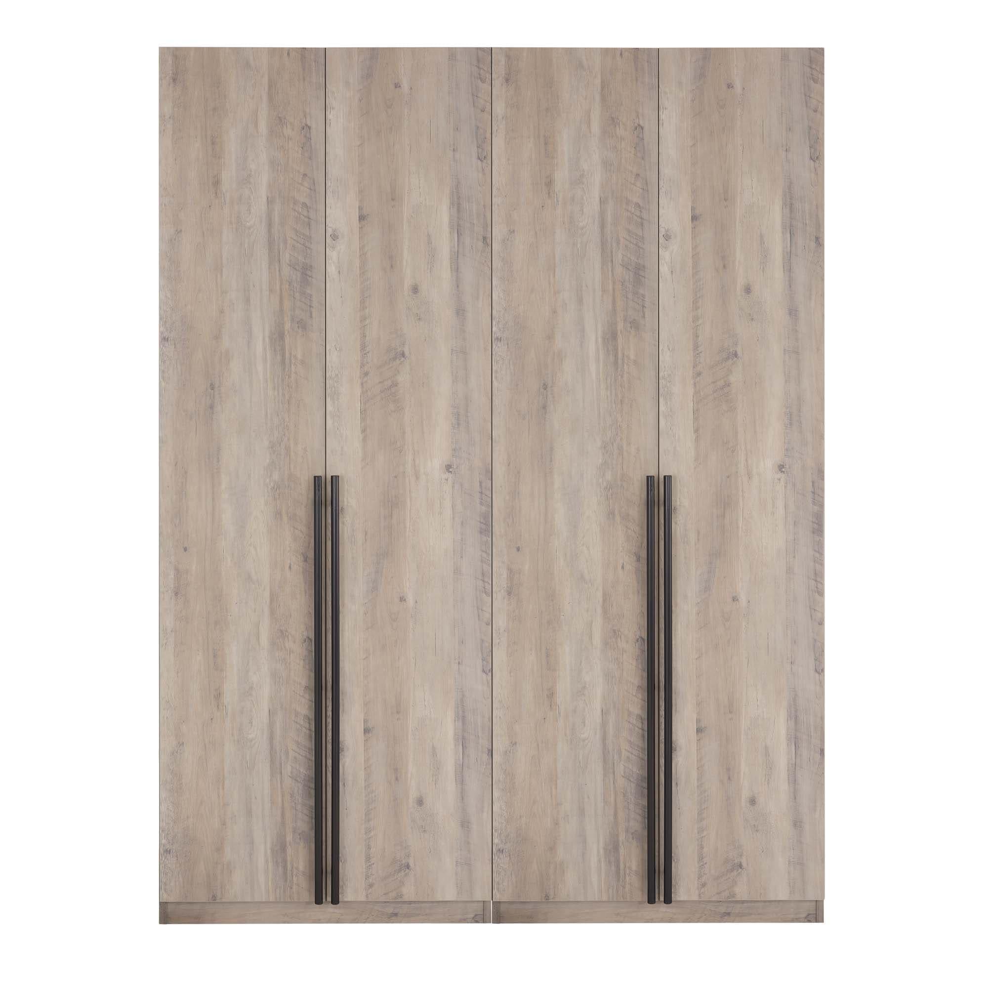 Manhattan Comfort 2pc Lee 4 Door Module Wardrobe Rustic Gray: Modern Style, MDF, Metal Hardware, 5 Shelves, 2 Drawers