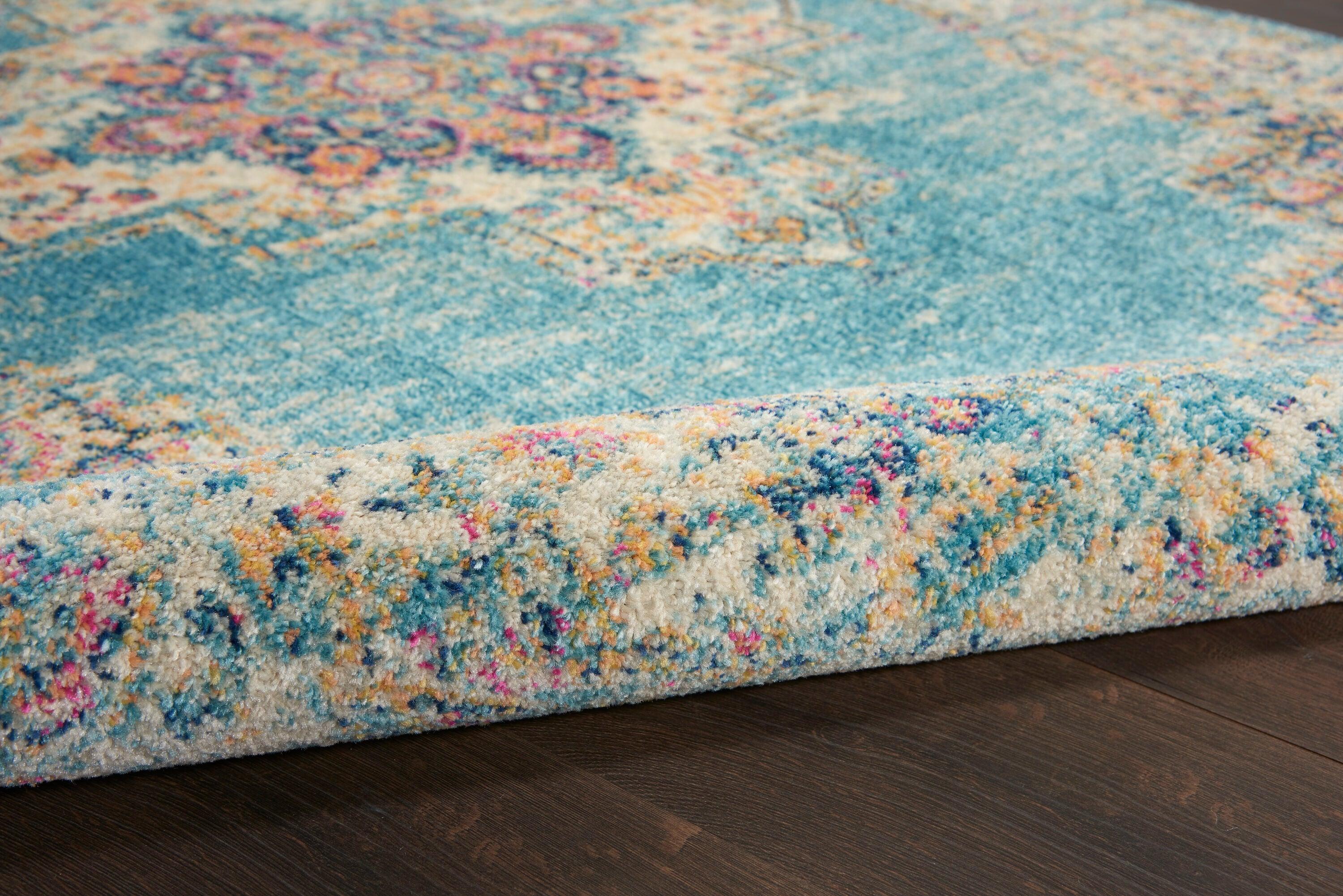 Nourison Passion Medallion Bohemian Indoor Rug Light Blue 2'2" x 10'