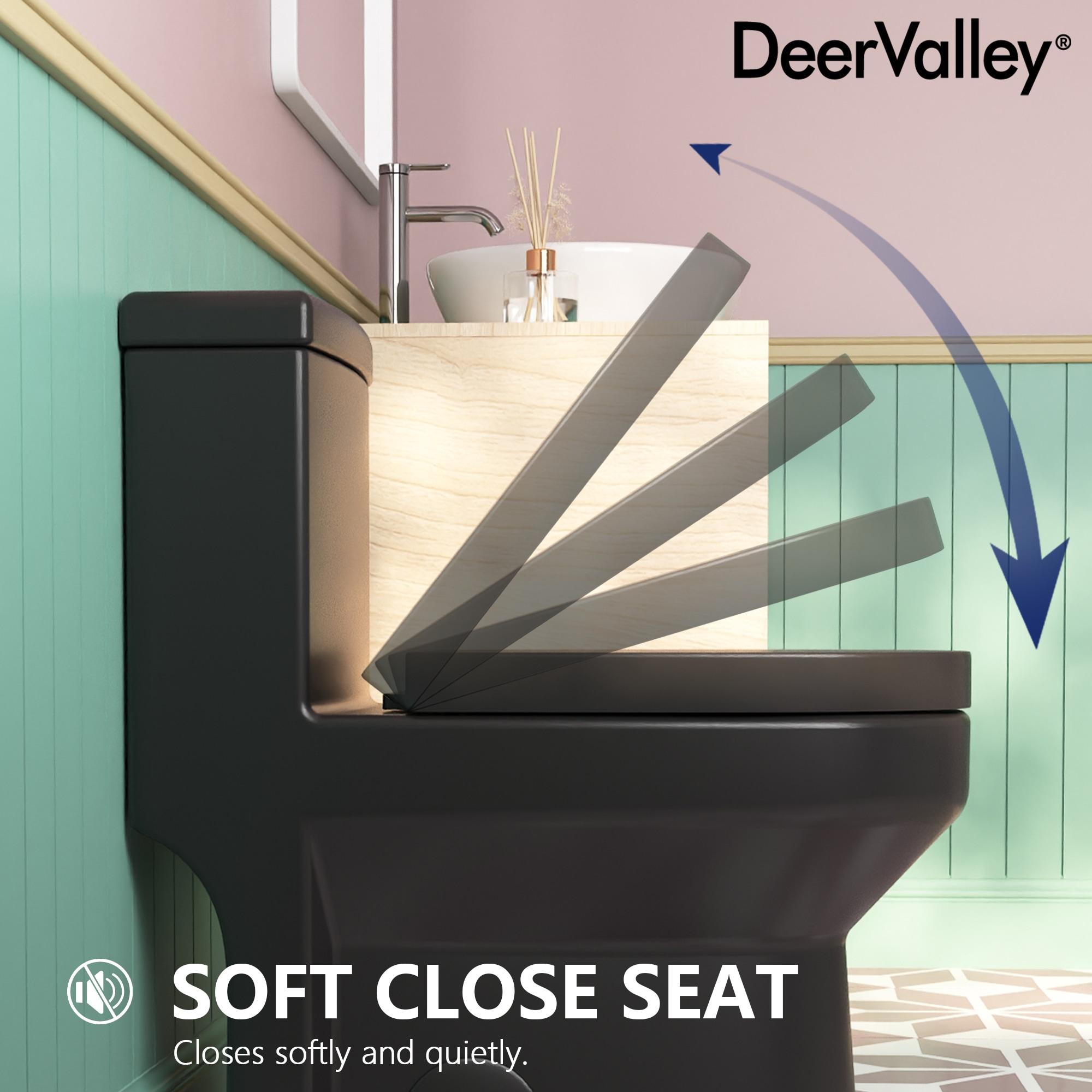 DeerValley Liberty Compact Toilets One-Piece Toilet With High-Efficiency Flush Round Toilet for Space-Saving Floor Mounted (Seat Included)