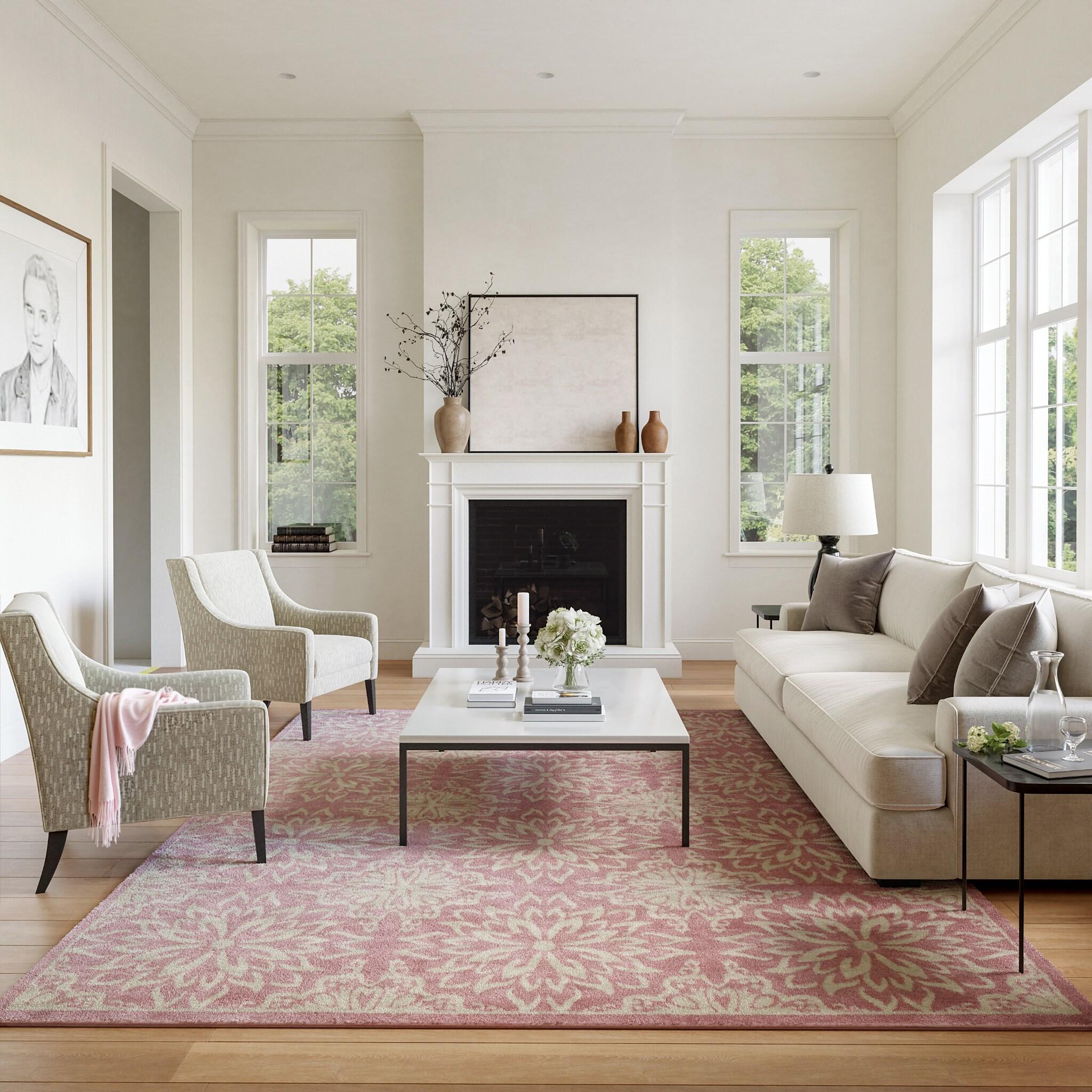 Nourison Jubilant 7' x 10' Ivory Pink Farmhouse Indoor Rug