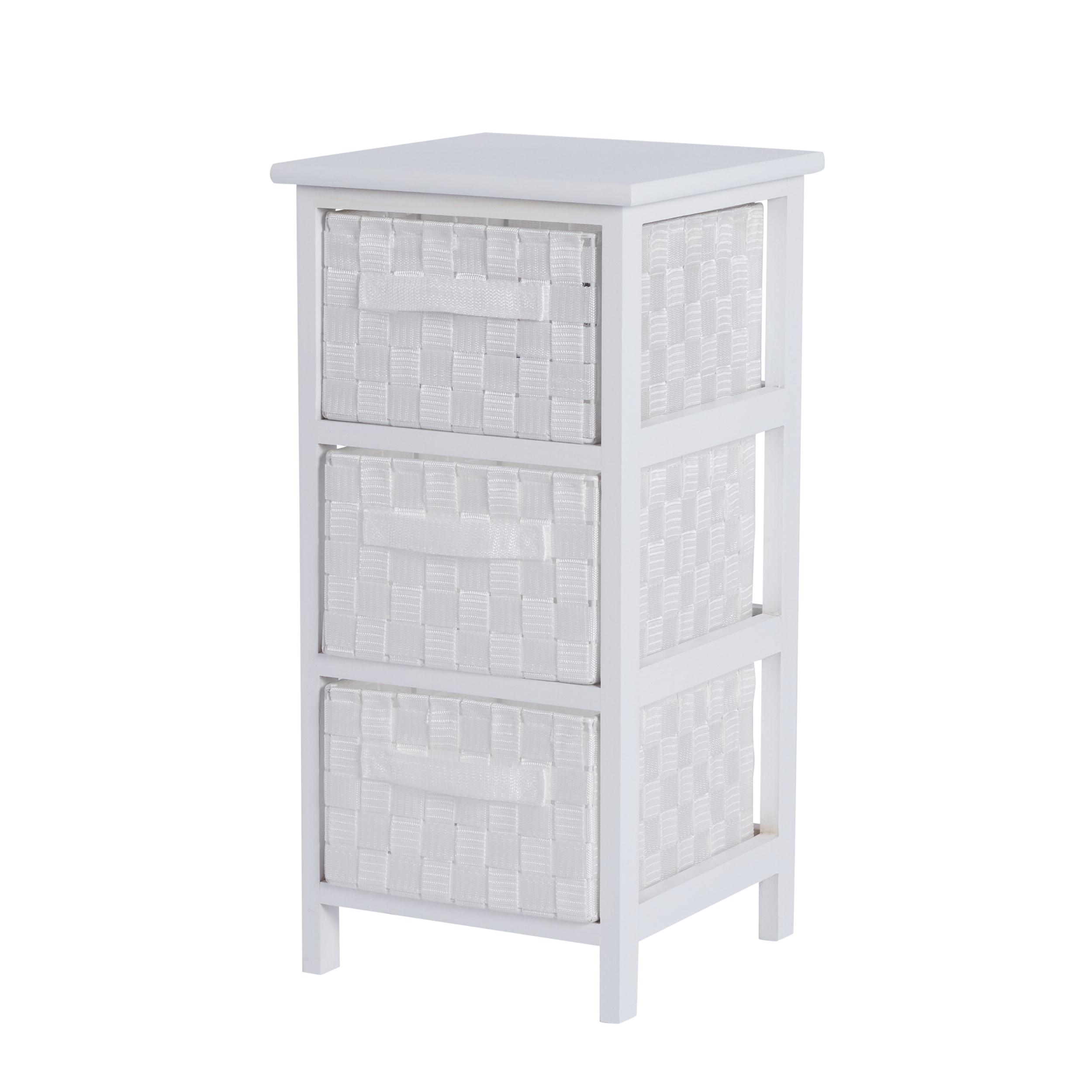 Honey-Can-Do 3 Drawer Chest White: Decorative Storage Drawers, Wood Surface, 24" Height, 12" Depth, 3 Shelves