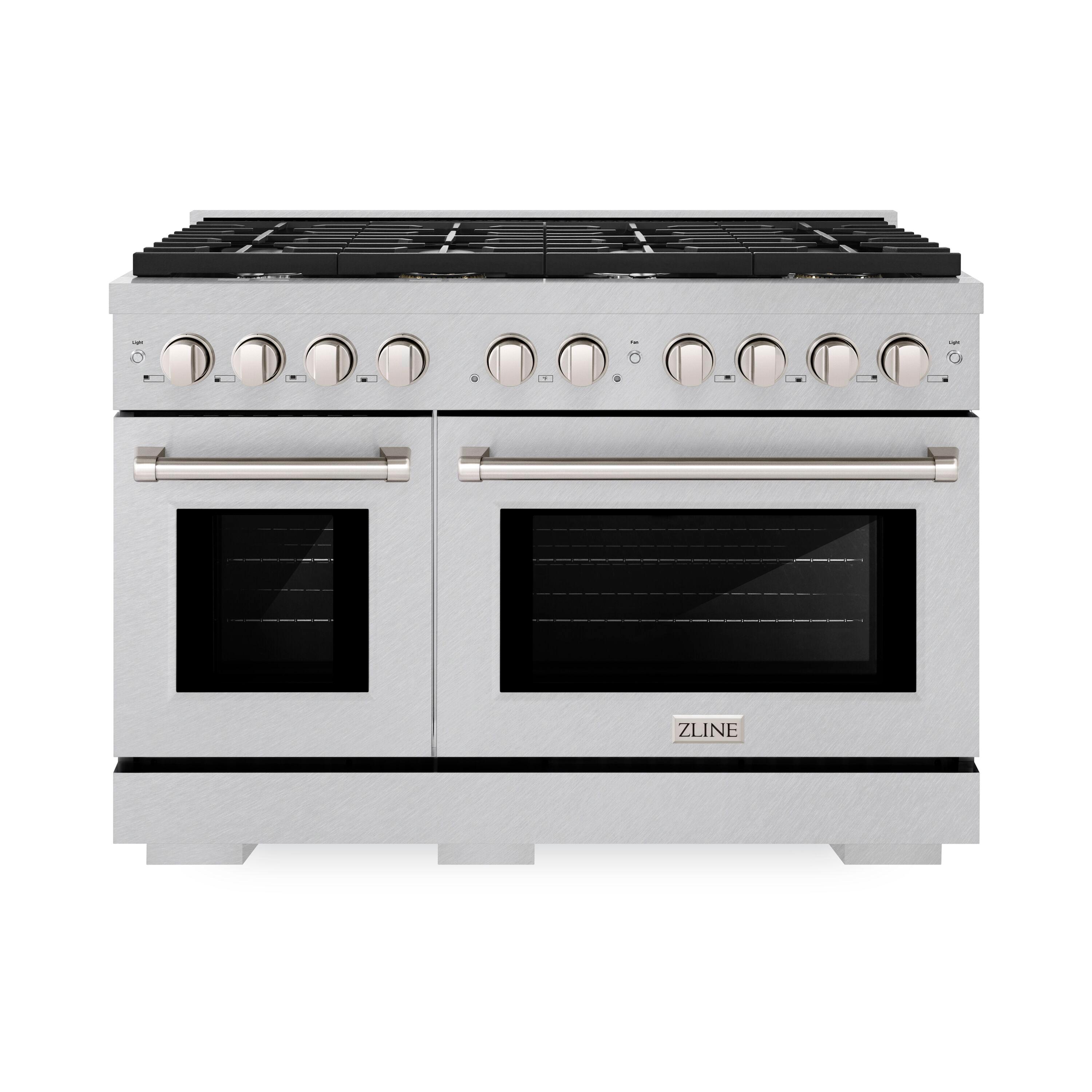 ZLINE 48" Paramount Double Oven Gas Range w/ 8 Burners in DuraSnow