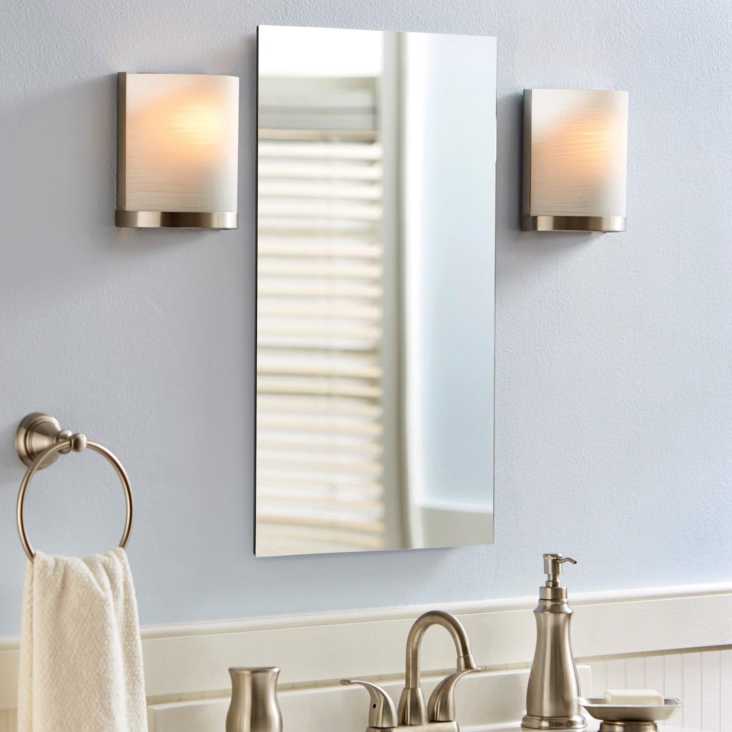 allen + roth 15-in x 26-in Fog Free Surface/Recessed Mount Silver Mirrored Square Soft Close Medicine Cabinet