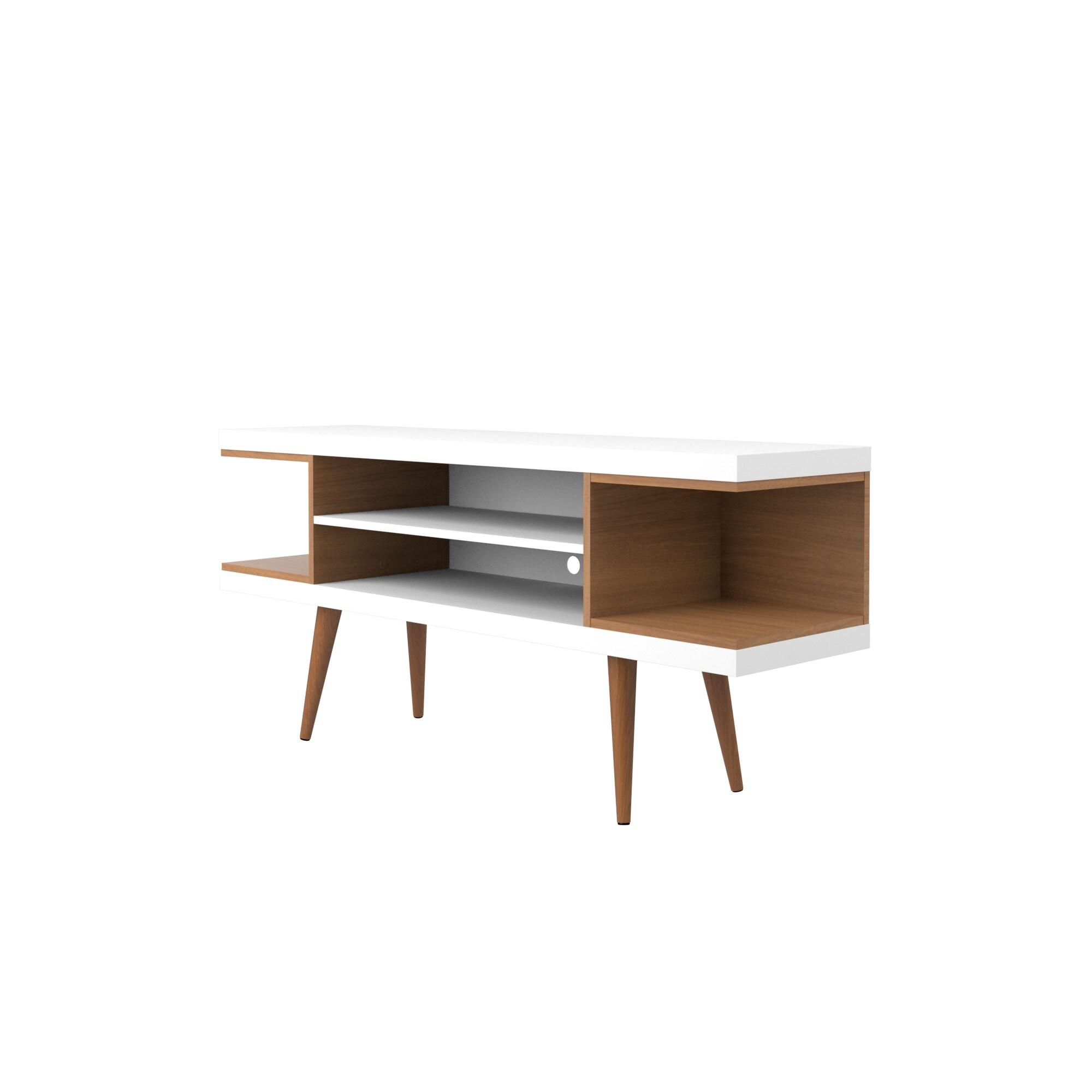 Utopia 53.14" TV Stand with Splayed Wooden Legs and 4 Shelves