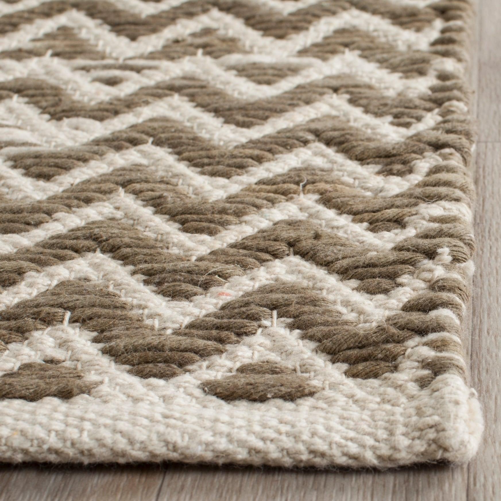 Cotton Kilim KLC121 Hand Woven Area Rug - Brown/Ivory - 5'x8' - Safavieh