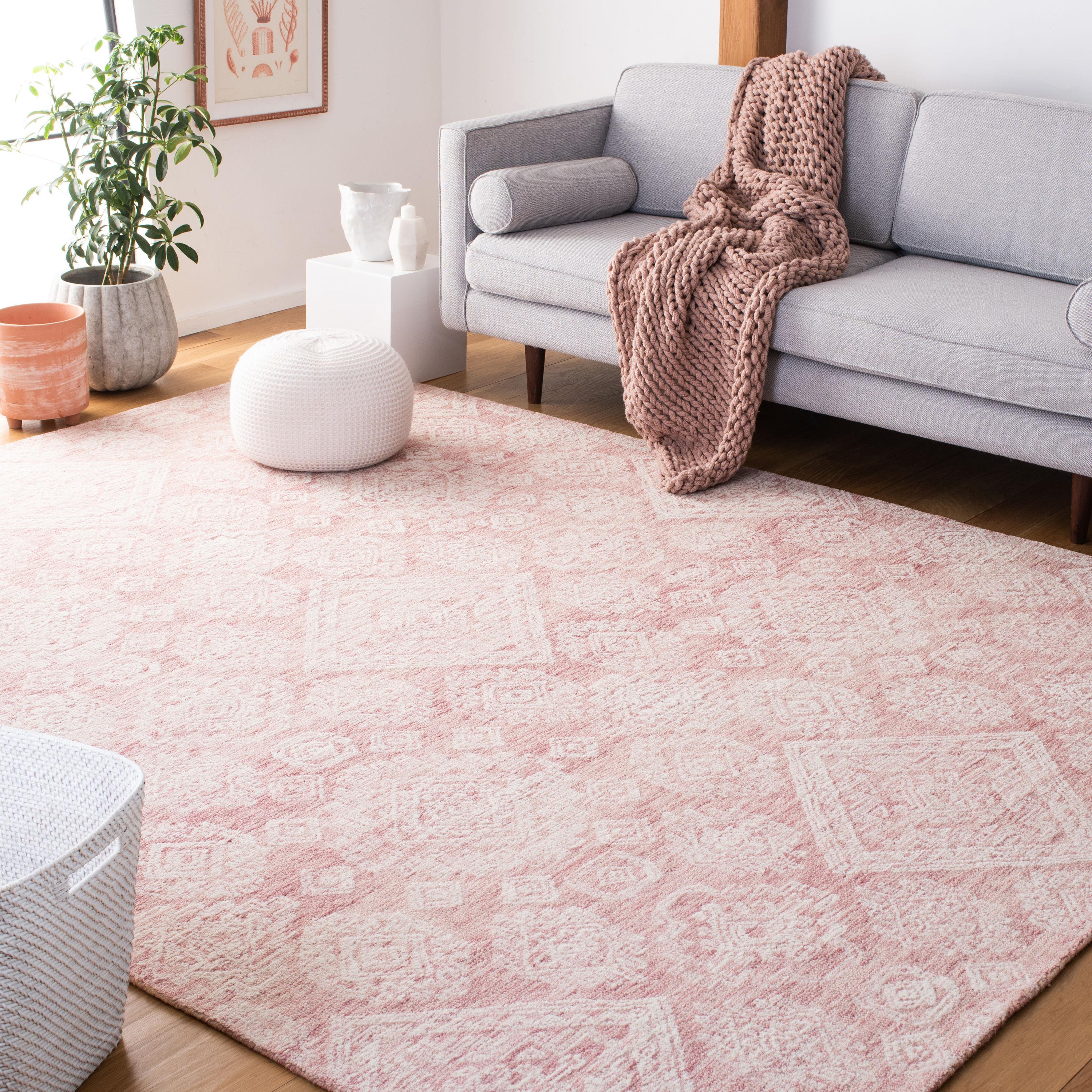 Metro MET987 Hand Tufted Indoor Area Rug - Dark Pink/Ivory - 6'x6' - Safavieh