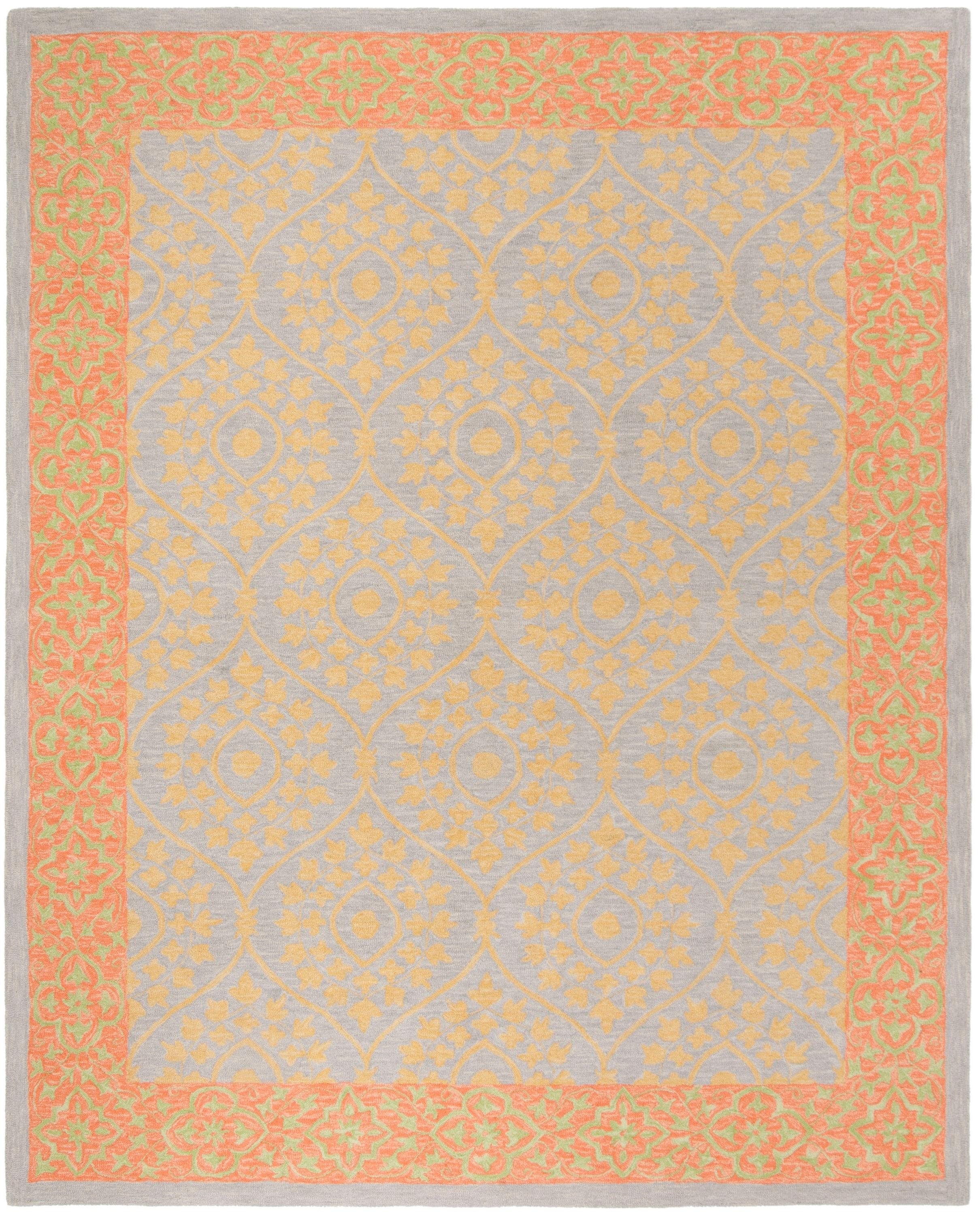 Suzani SZN105 Hand Hooked Area Rug - Orange/Silver - 8'x10' - Safavieh.