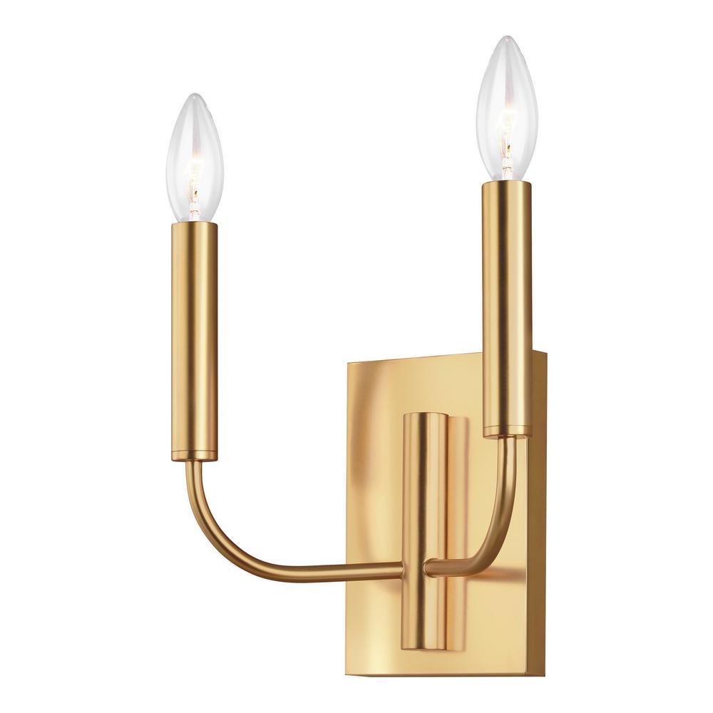 Brianna Burnished Brass 2-Light Dimmable Cylinder Sconce