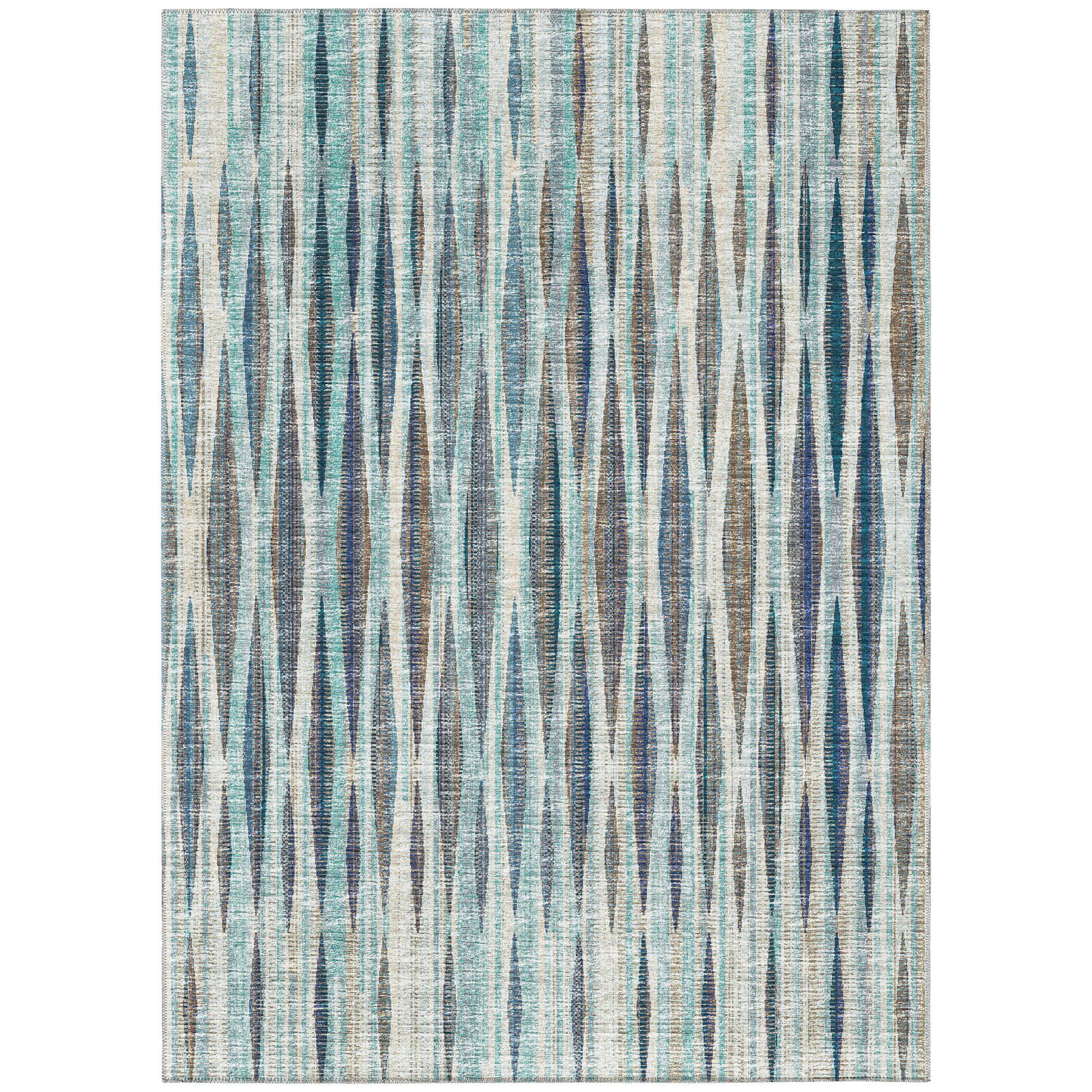 Addison Rugs Indoor/Outdoor Waverly Modern Stripes Washable Rug 8' x 10' - Ocean