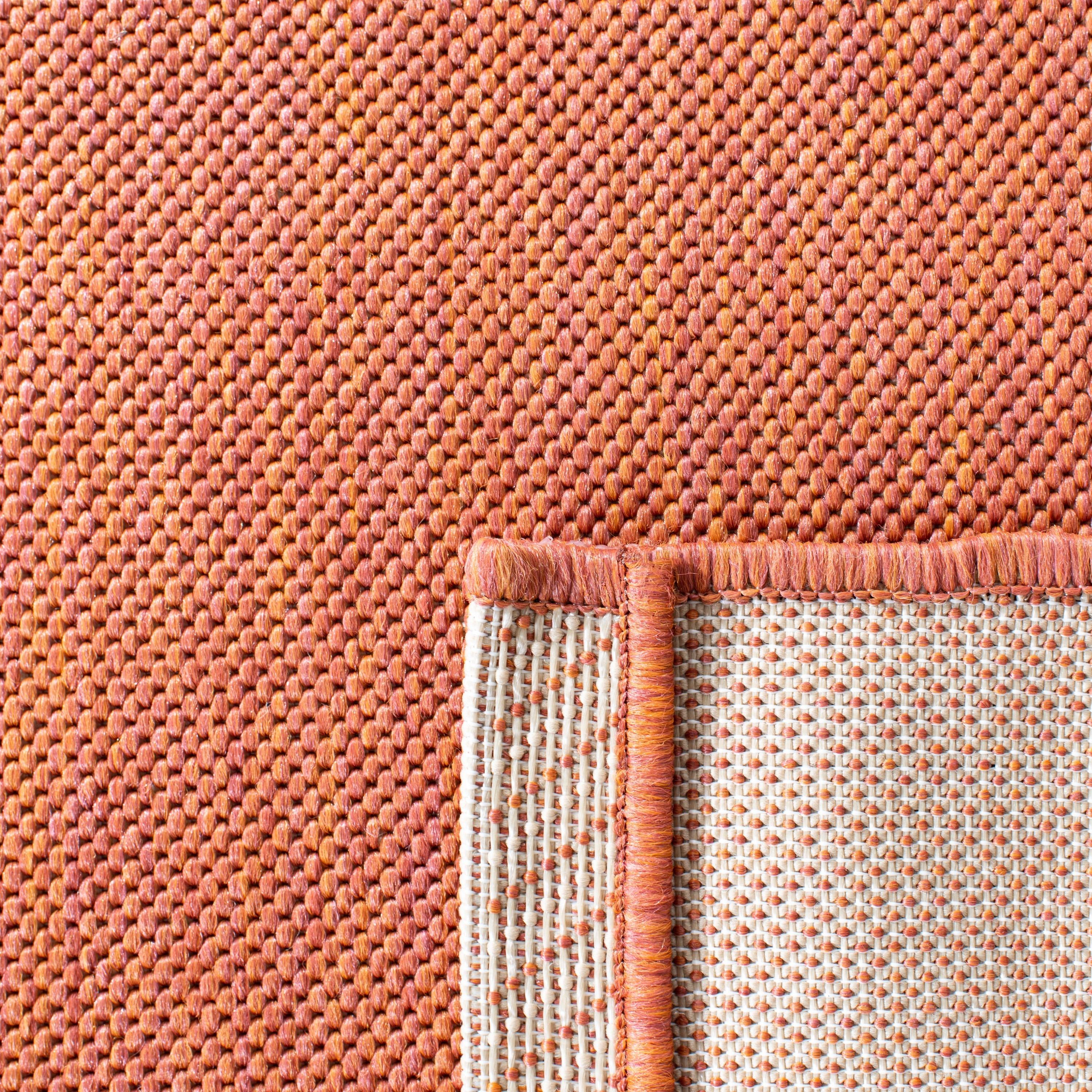 Courtyard CY6162 Power Loomed Indoor and Outdoor Area Rug - Beige/Terracotta - 5'3"x5'3" - Safavieh