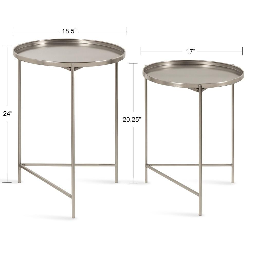 Kate and Laurel Ulani Round Metal Nesting Table, 2 Piece, Silver