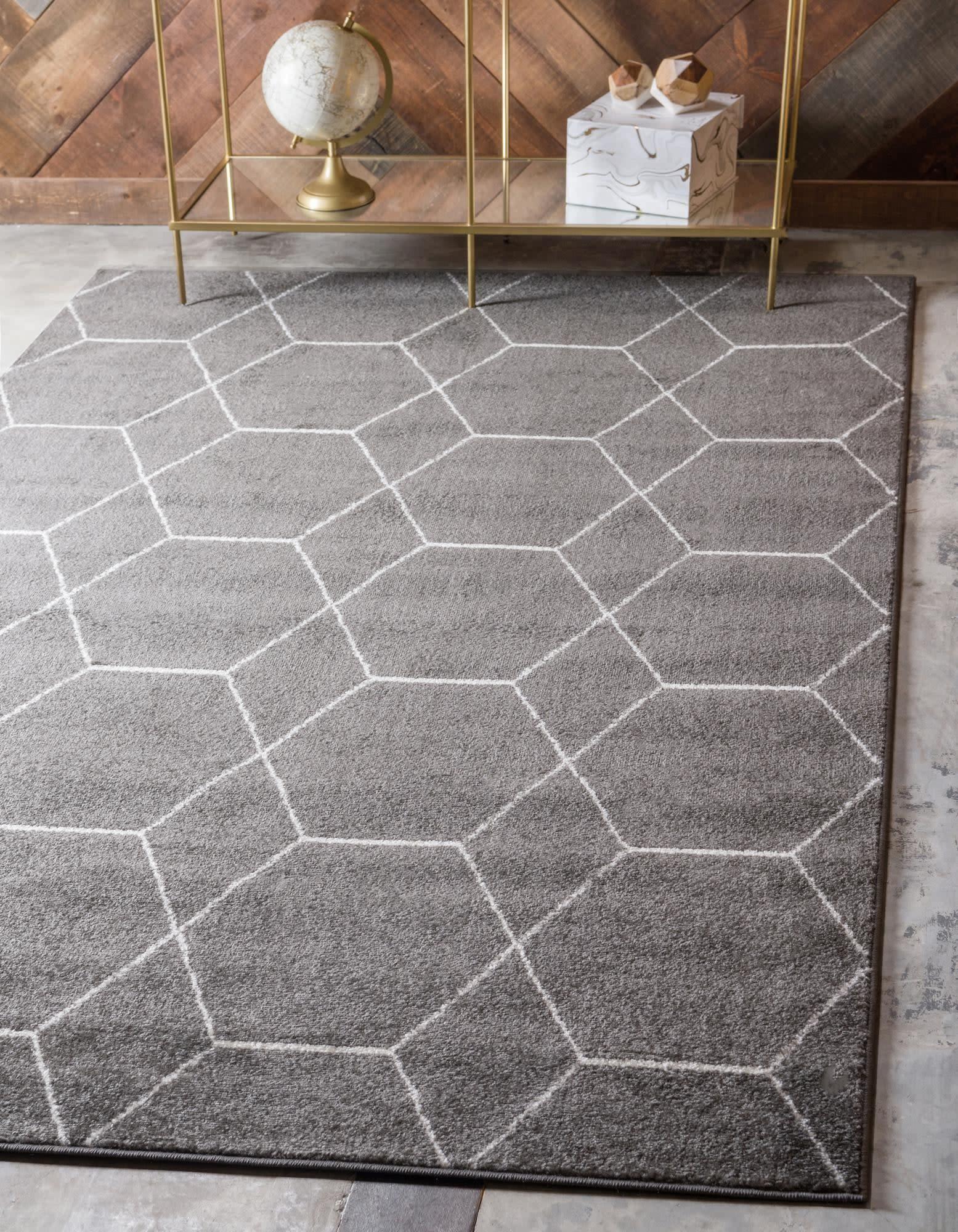 Unique Loom 9' 0 x 12' 0 Trellis Frieze Geometric Dark Gray Area Rug