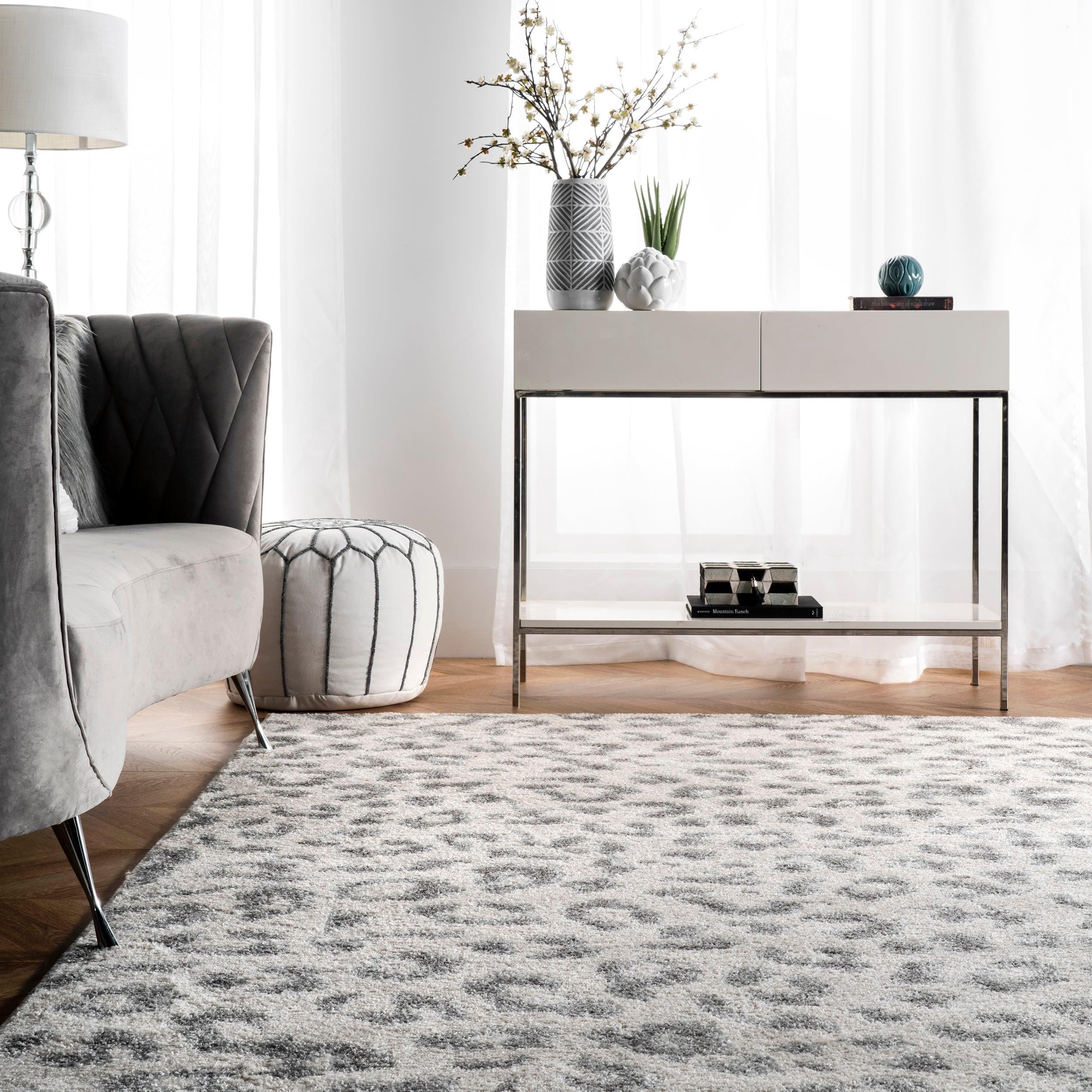 Nuloom Leopard Animal Print 10x14 Indoor Area Rug for Living Room Bedroom Dining Room Kitchen, Grey/Off White