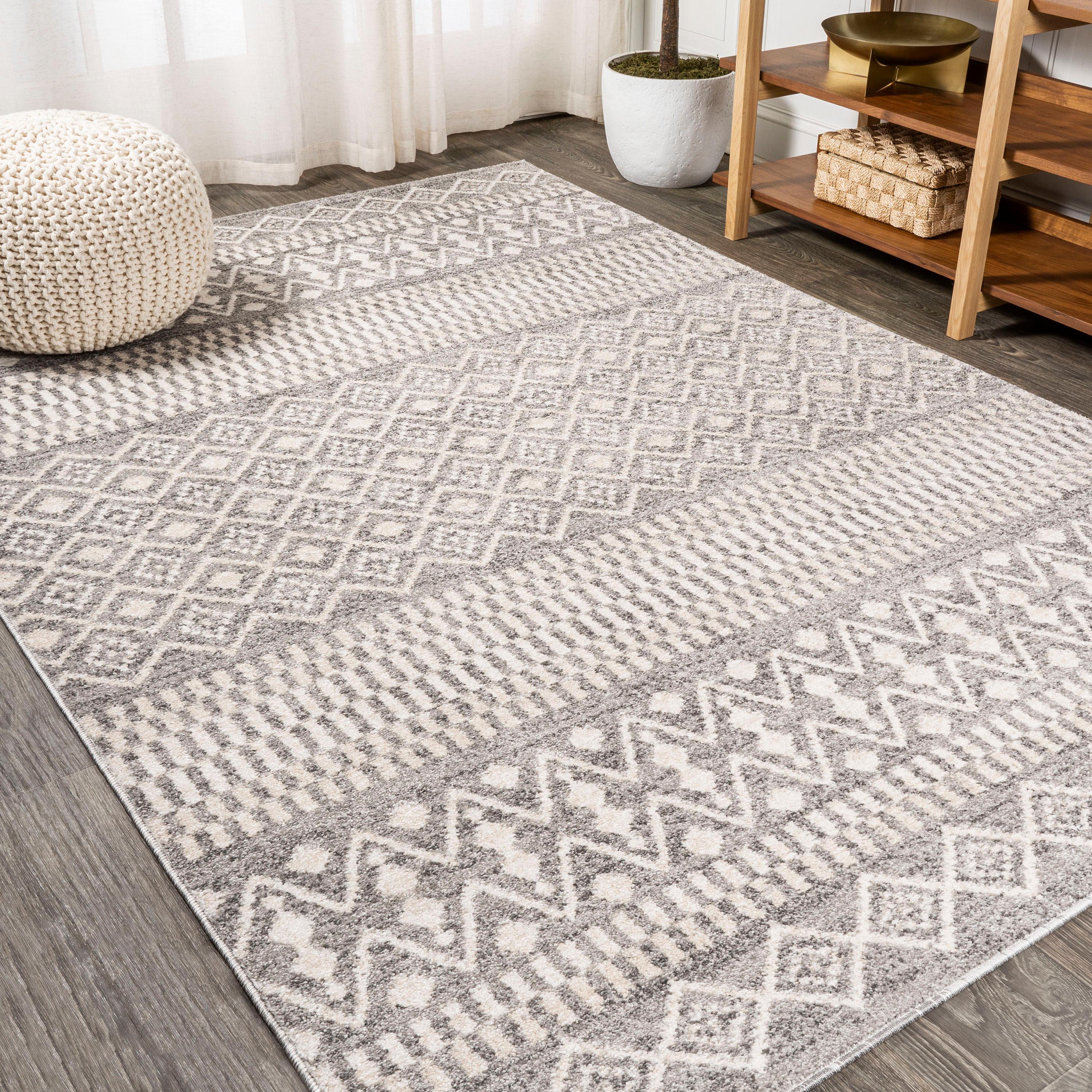 3'x5' Ifrane Berber Geometric Stripe Area Rug, Gray/Cream - JONATHAN Y