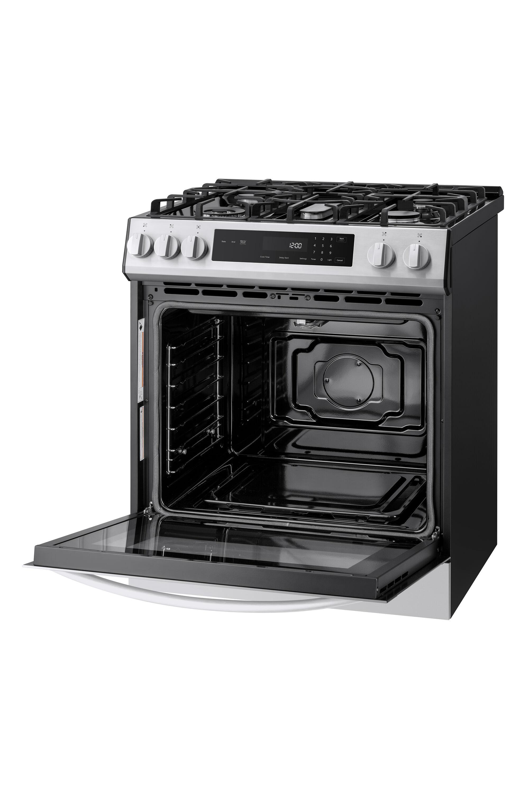 Kenmore 5.6 cu. ft. Front-Control Gas Range with 5 Burners and Hidden Bake Stainless Steel