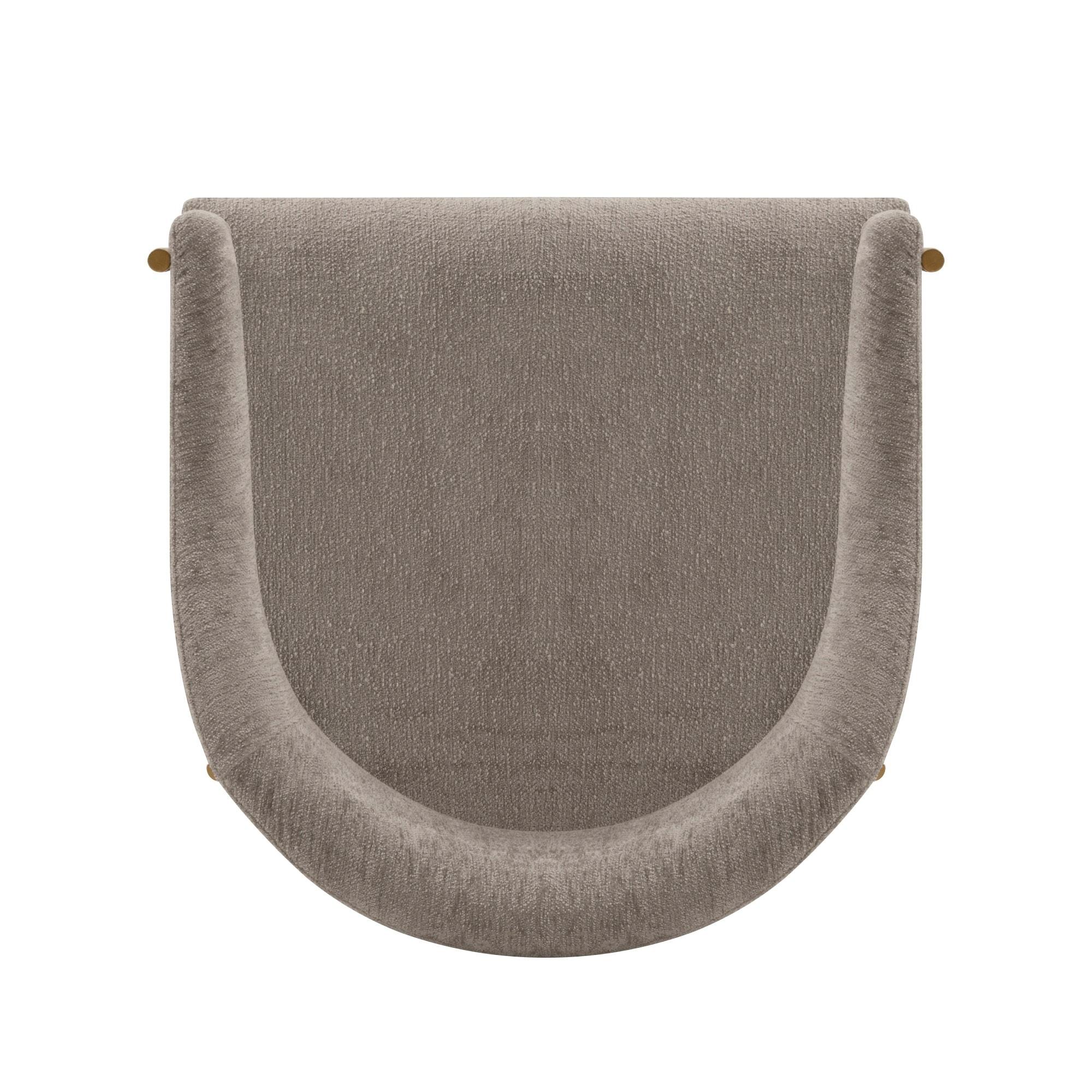Set of 2 Lia Modern Boucle Upholstered Dining Armchairs Stone Gray - Manhattan Comfort: Brushed Gold Accents, No Assembly Required