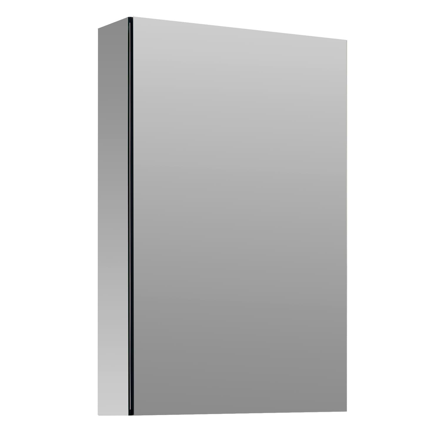 allen + roth 15-in x 26-in Fog Free Surface/Recessed Mount Silver Mirrored Square Soft Close Medicine Cabinet