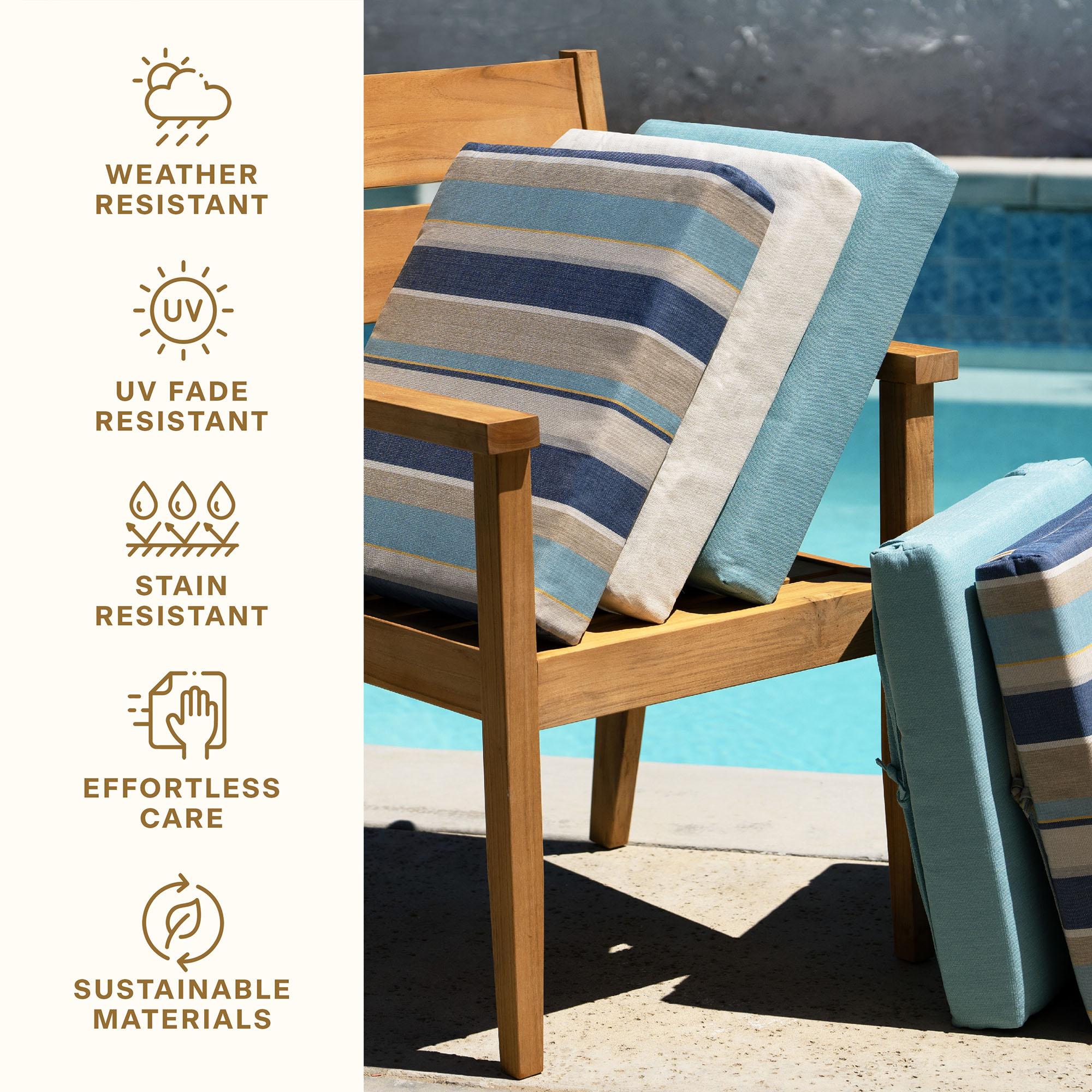 Honeycomb Outdoor Midback Dining Chair Cushion - Stripe Blue & Beige