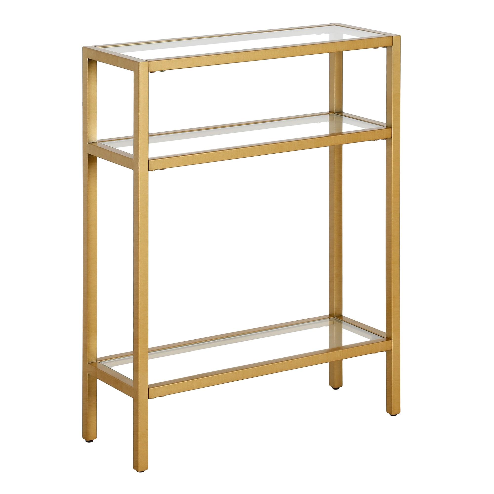 Evelyn&Zoe Sivil 22" Wide Rectangular Console Table, Brass