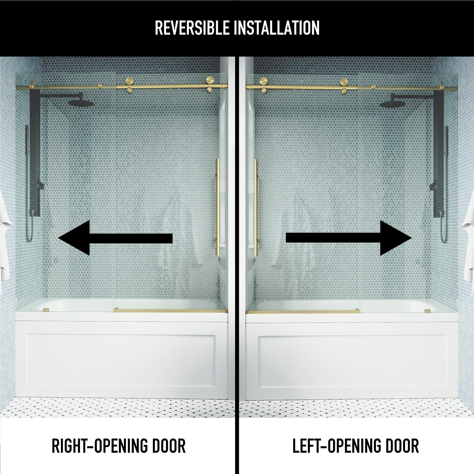 Elan E-Class 56-60" W x 66" H Sliding Frameless Tub Door with 3/8" Clear Glass